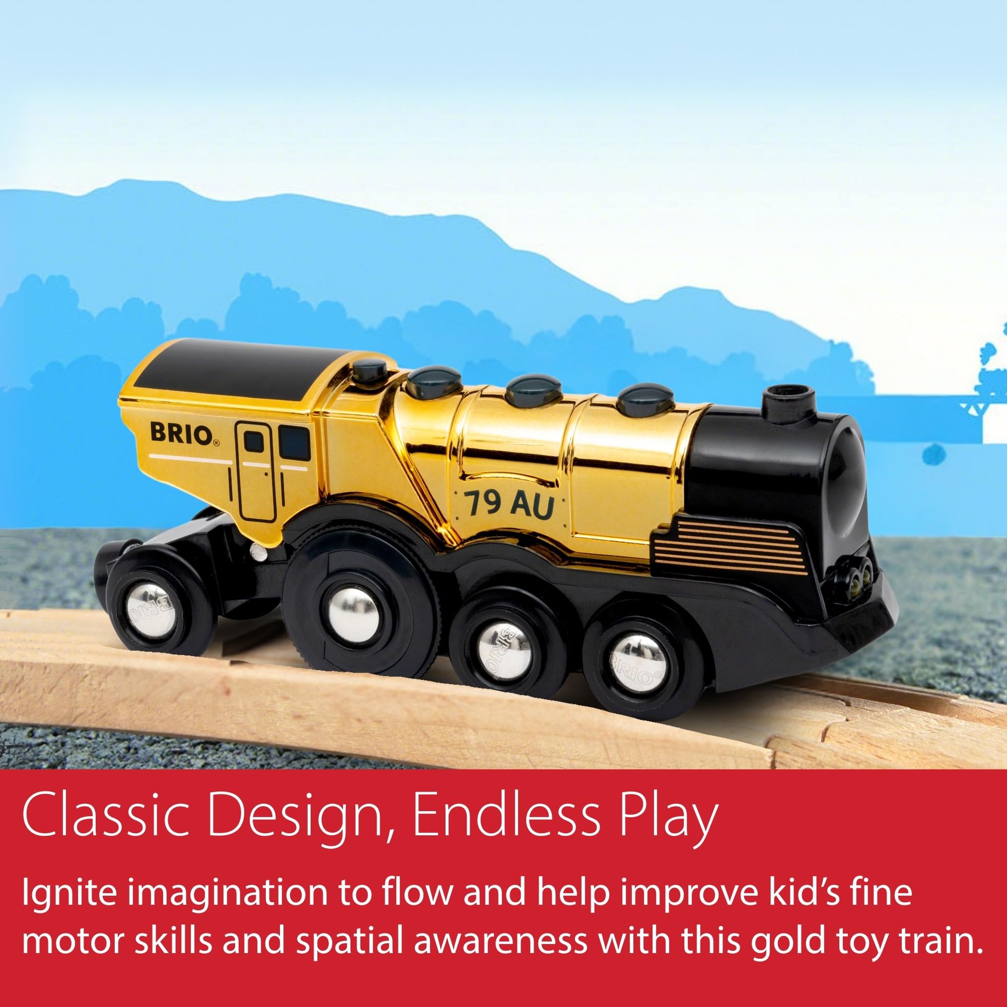 BRIO Mighty Gold Action Locomotive Battery-Powered Wooden Toy Train for Kids - BRIO World Add-On 11