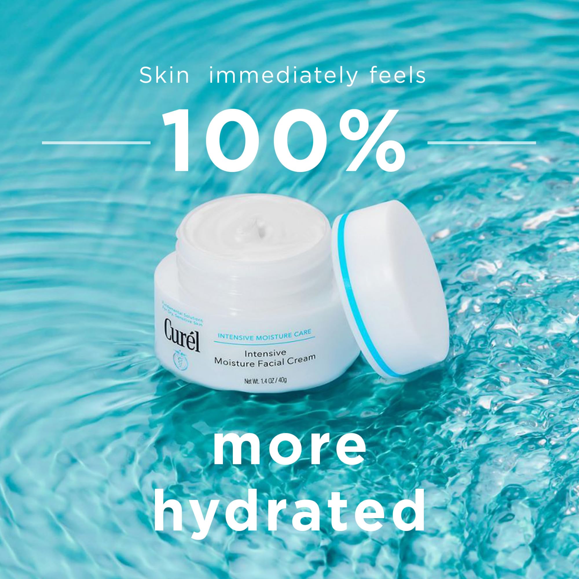 Curel Intensive Moisture Facial Cream for Dry, Sensitive Skin - 40g | Ceramide Replenishing | Fragrance Free