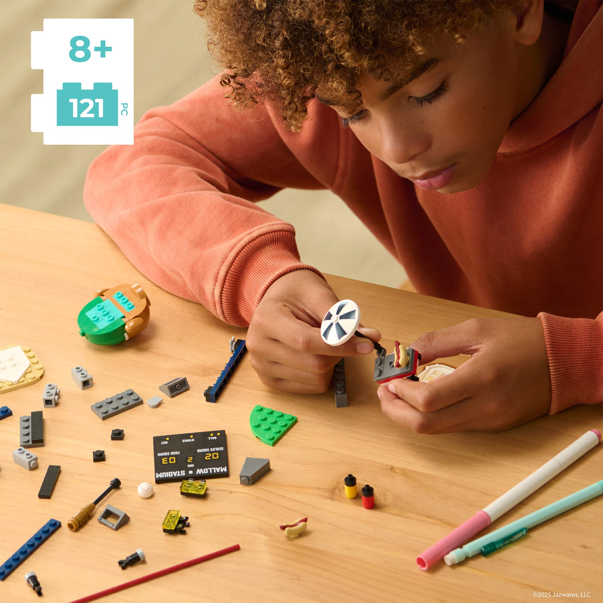 BLDR Squishmallows Avery’s Ball Game Building Set - 121-Piece Playset with Buildable Figure 6