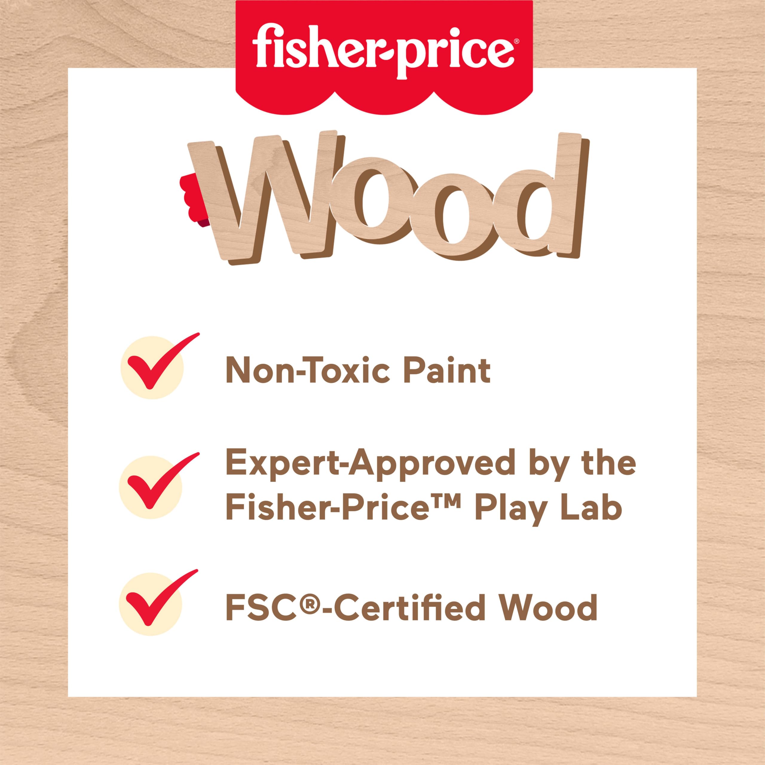 Fisher-Price Wood Pretend Play Coffee To Go Café Set - 15-Piece Wooden Playset for Ages 3+ 4