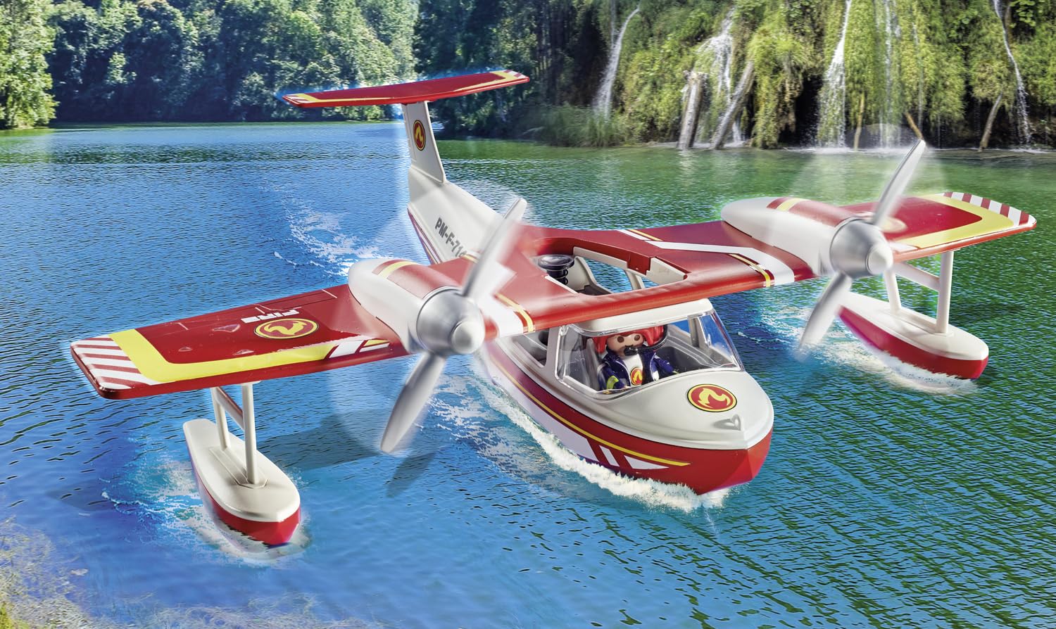 Playmobil 71463 Firefighting Seaplane Playset - Action Hero Rescue Mission with Extinguishing Function, Ages 4+ 5