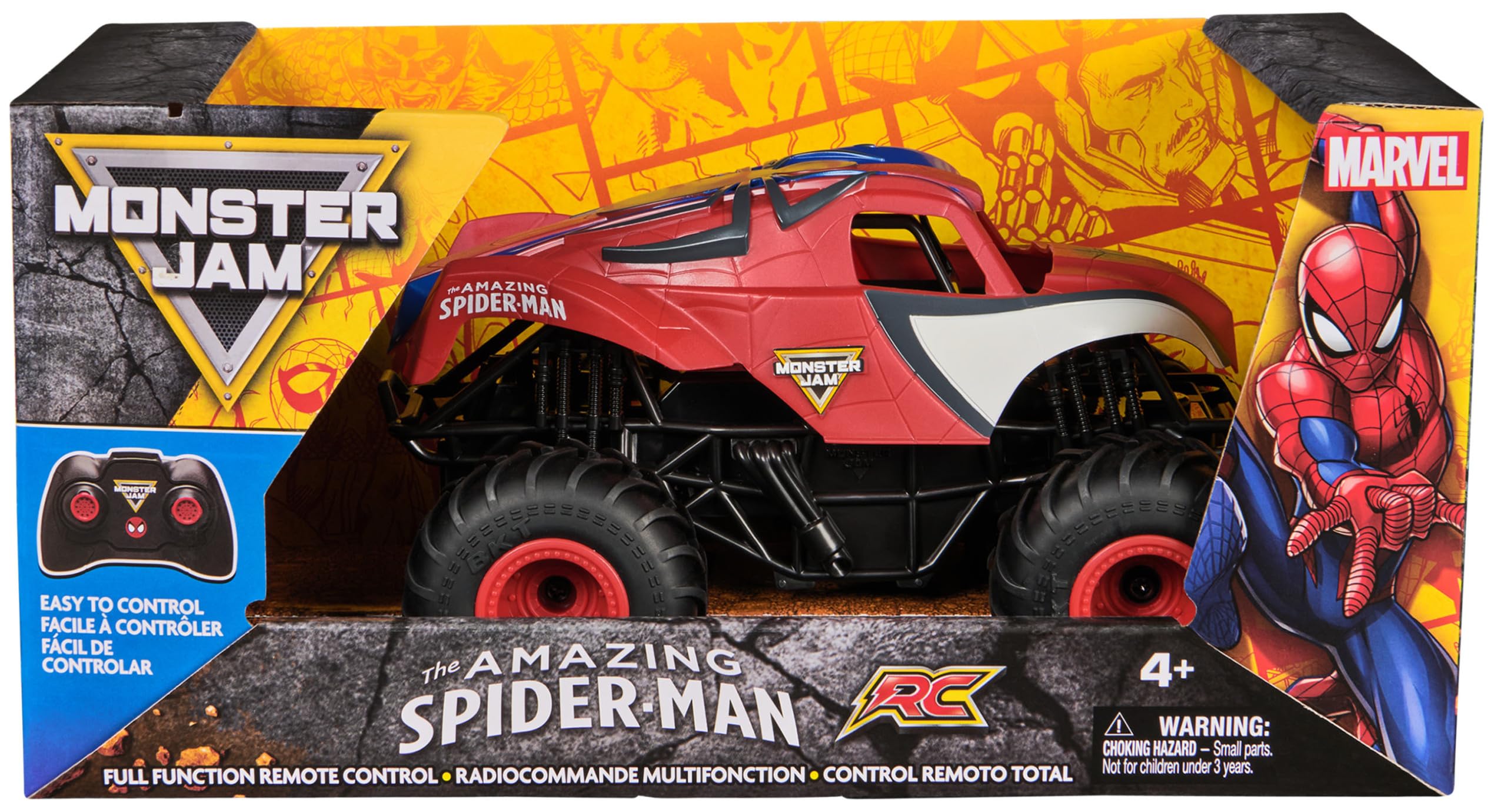 Monster Jam Marvel The Amazing Spider-Man RC Monster Truck - 1:24 Scale Remote Control Vehicle for Kids 8