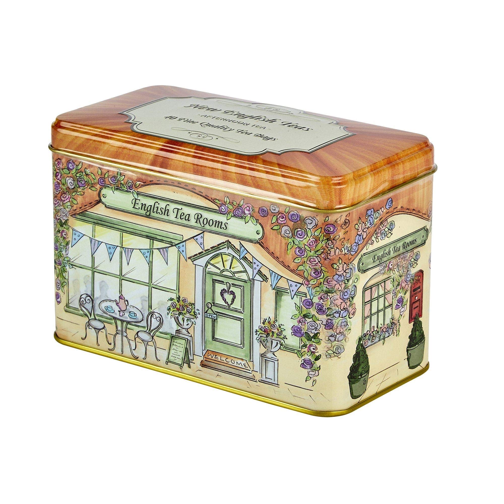 New English Teas Traditional English Tea Room Caddy with 40 Afternoon Teabags
