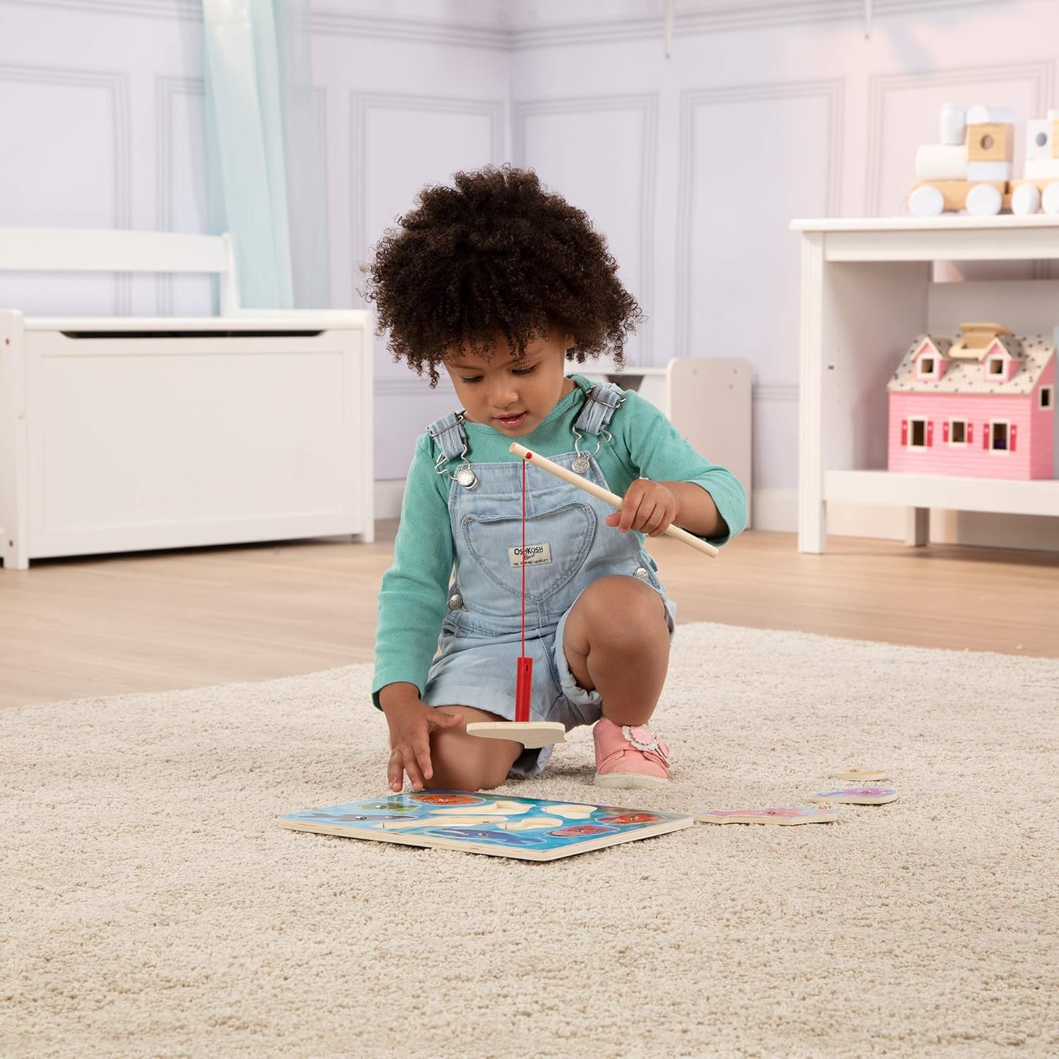 Melissa & Doug Magnetic Wooden Fishing Game - Underwater Puzzle Playset for Kids 3-8 5