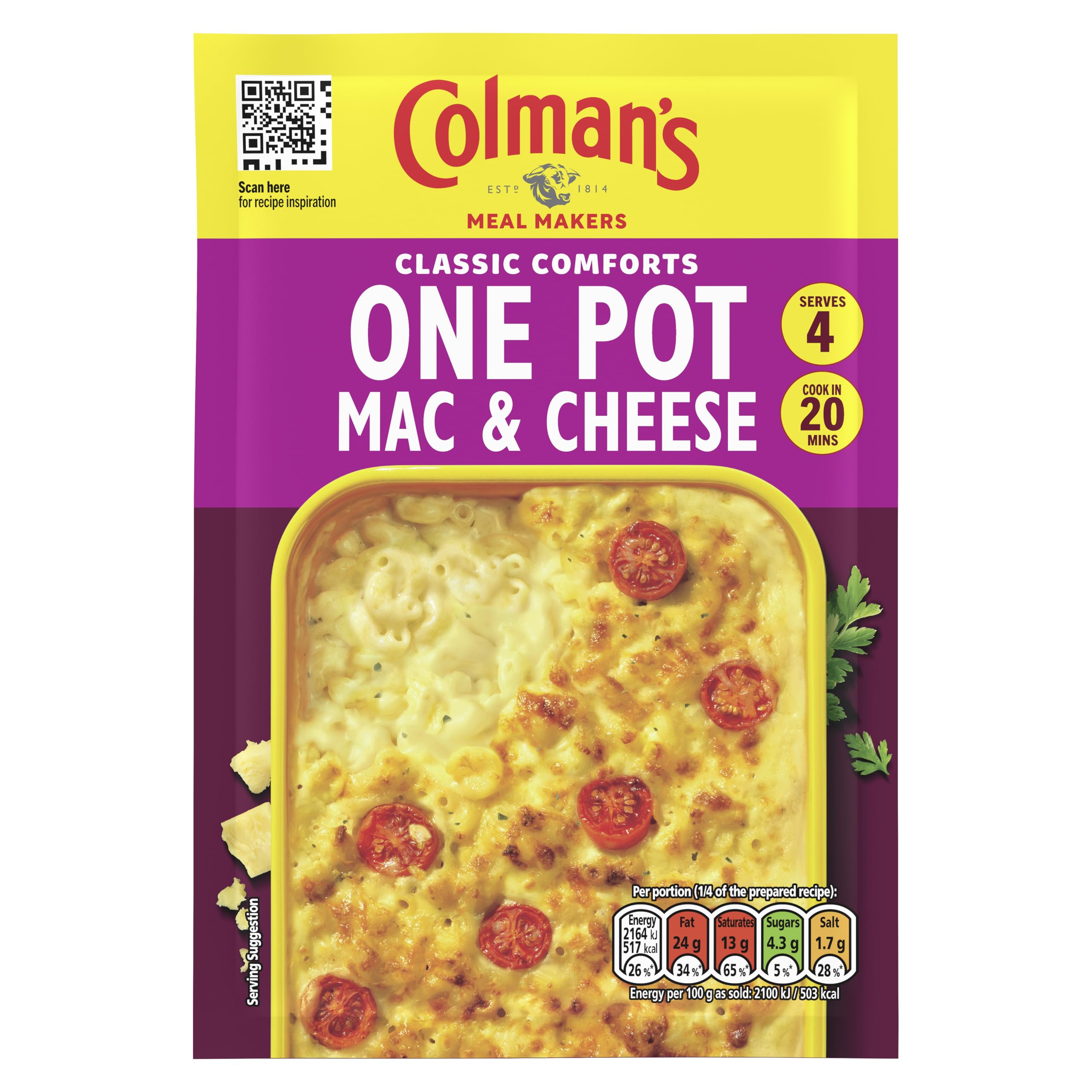 Colman's Classic Comforts One Pot Mac and Cheese Meal Maker Mix | 4 Servings | 40g
