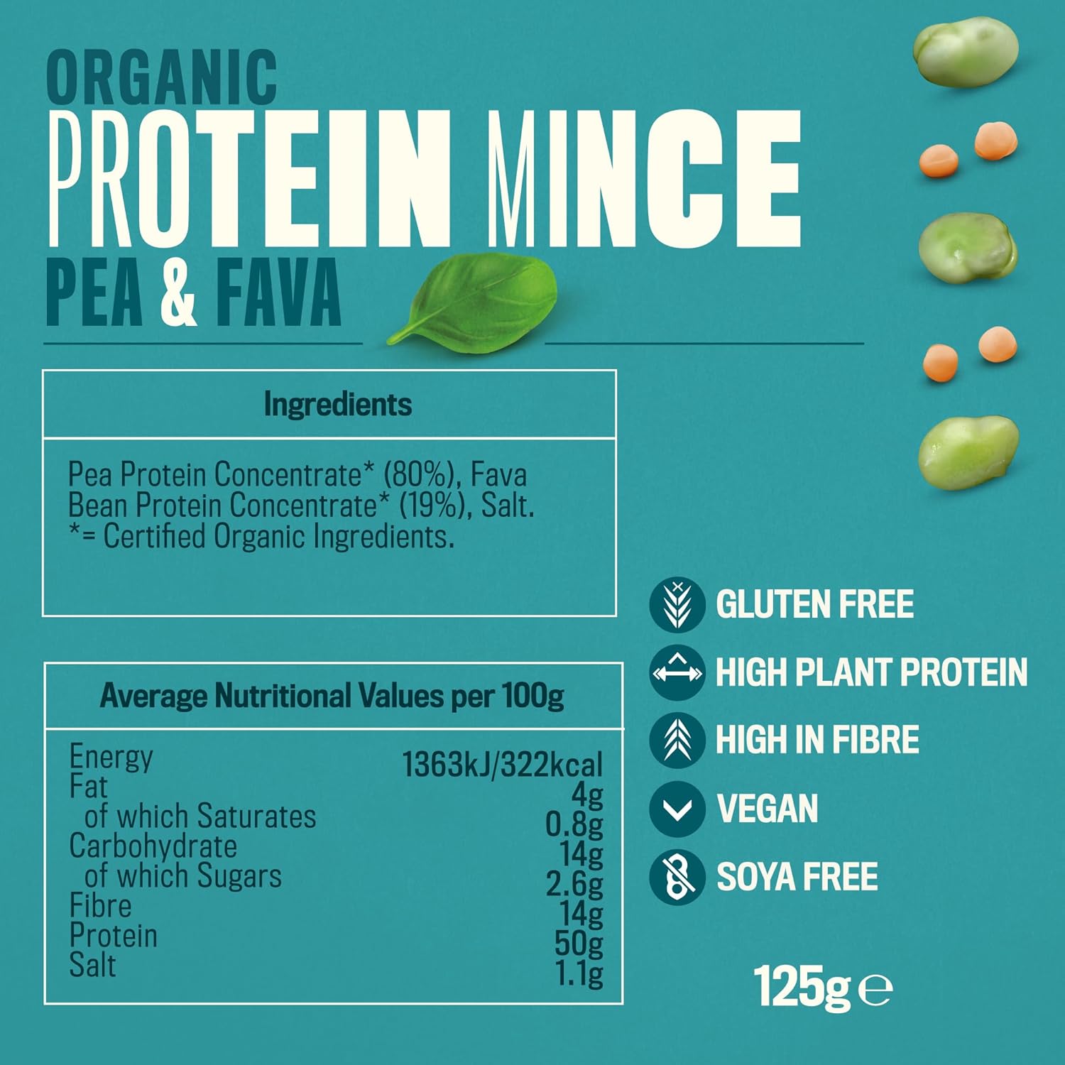 Profusion Organic Vegan Pea and Fava Protein Mince, 125g