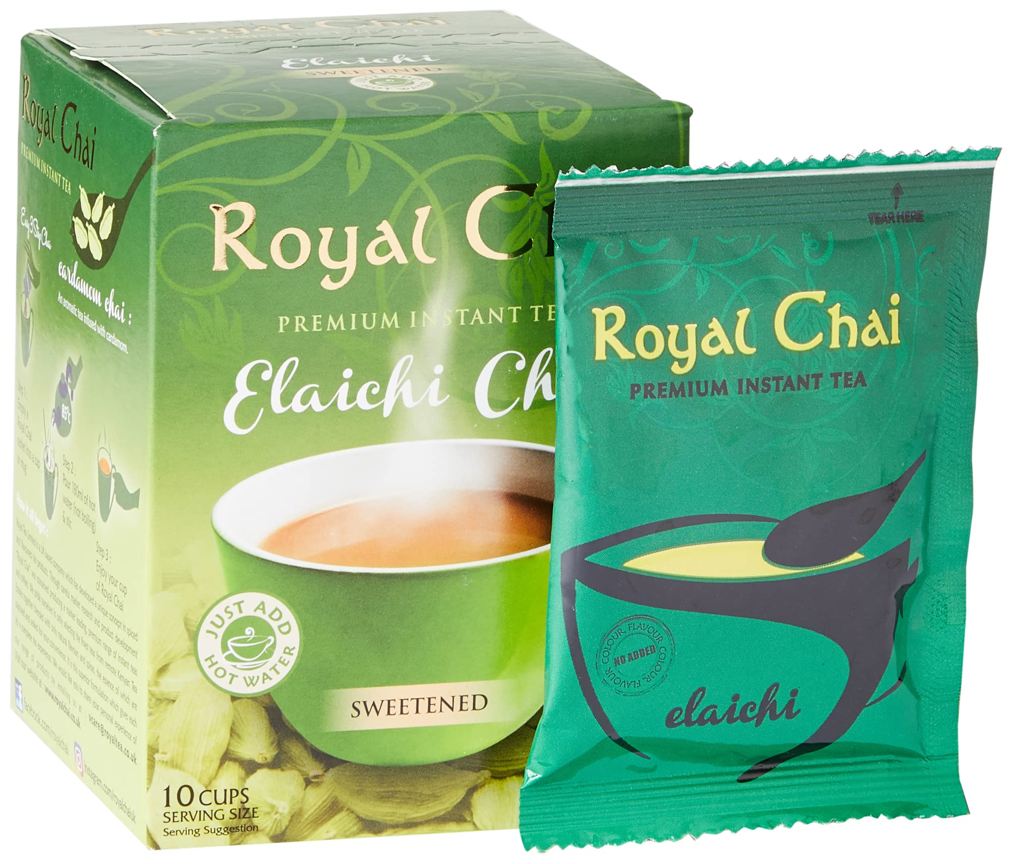 Royal Chai Elaichi Premium Instant Indian Tea Sweetened - 10 Sachets