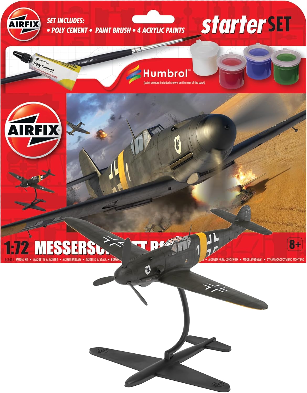 Airfix Starter Set - Messerschmitt Bf109F-4 Model Building Kit for Ages 8+