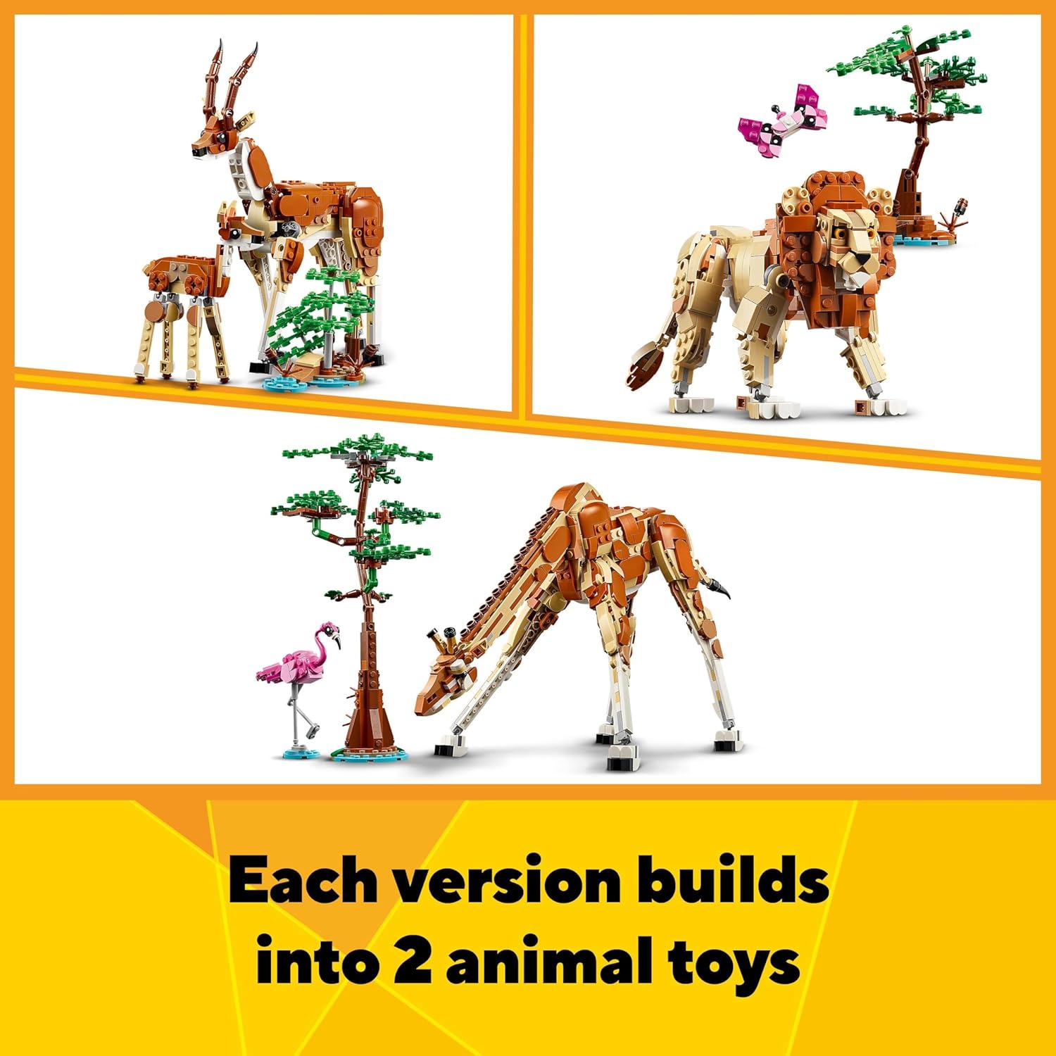 LEGO Creator 3in1 Wild Safari Animals - Buildable Giraffe, Gazelle & Lion Playset for Kids 9+ 4