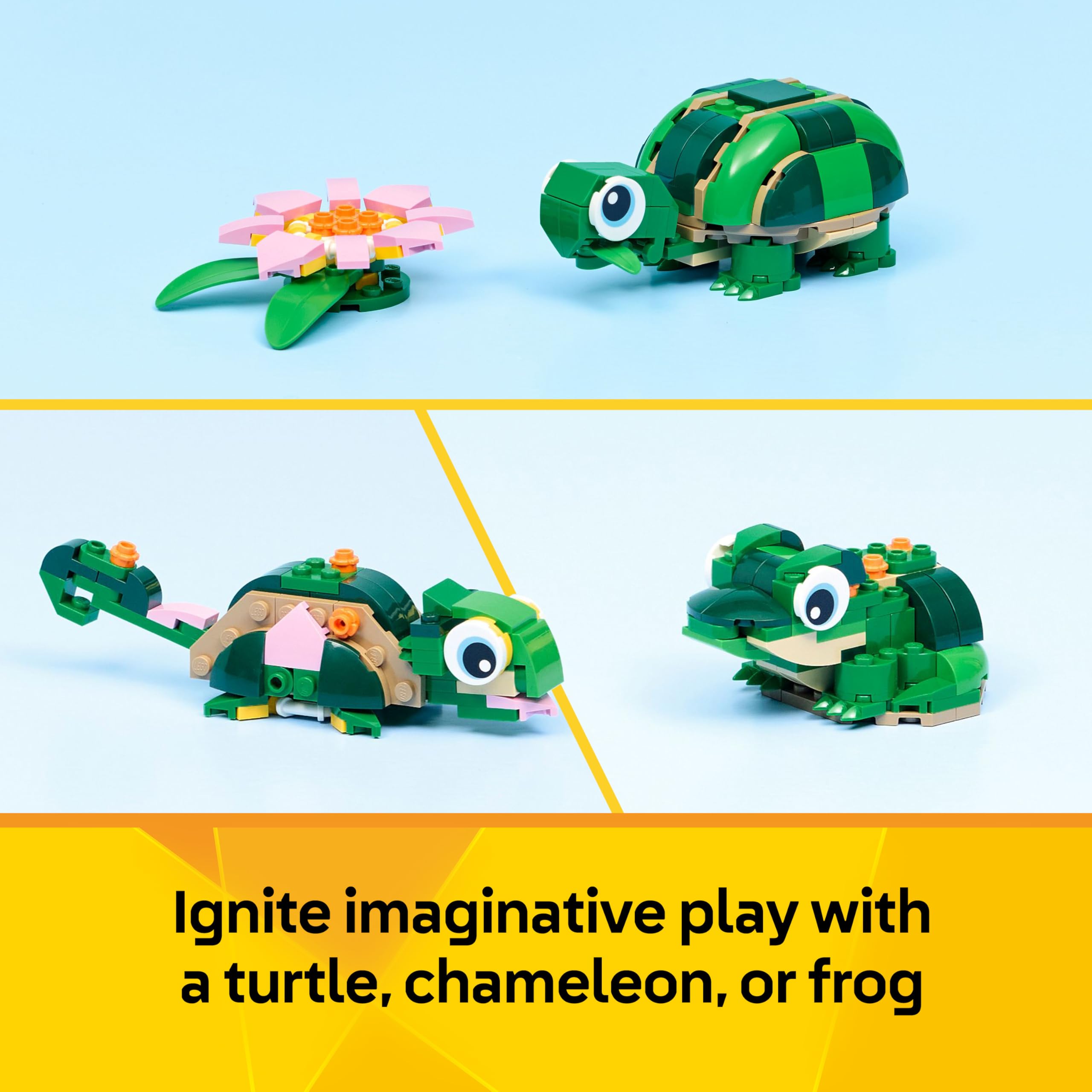LEGO Creator 3in1 Turtle with a Water Lily Flower Toy - Animal Figure Trans 6