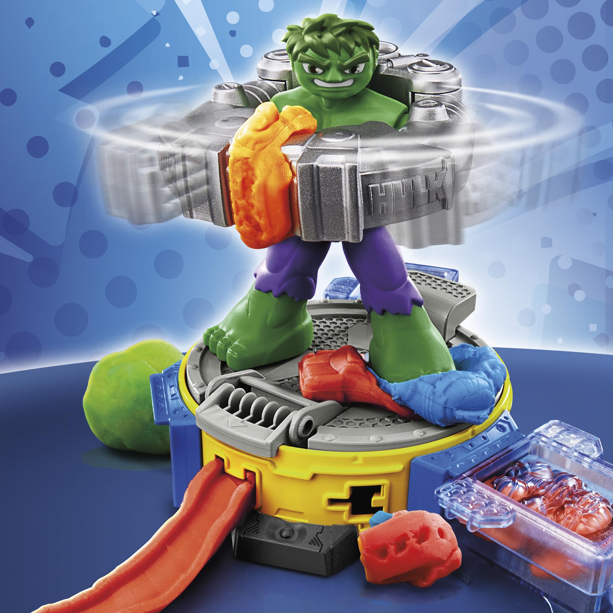 Play-Doh Marvel Hulk Smash &amp; Squish Spielset – Actionfigur mit Power Suit für Kinder ab 4 Jahren 4