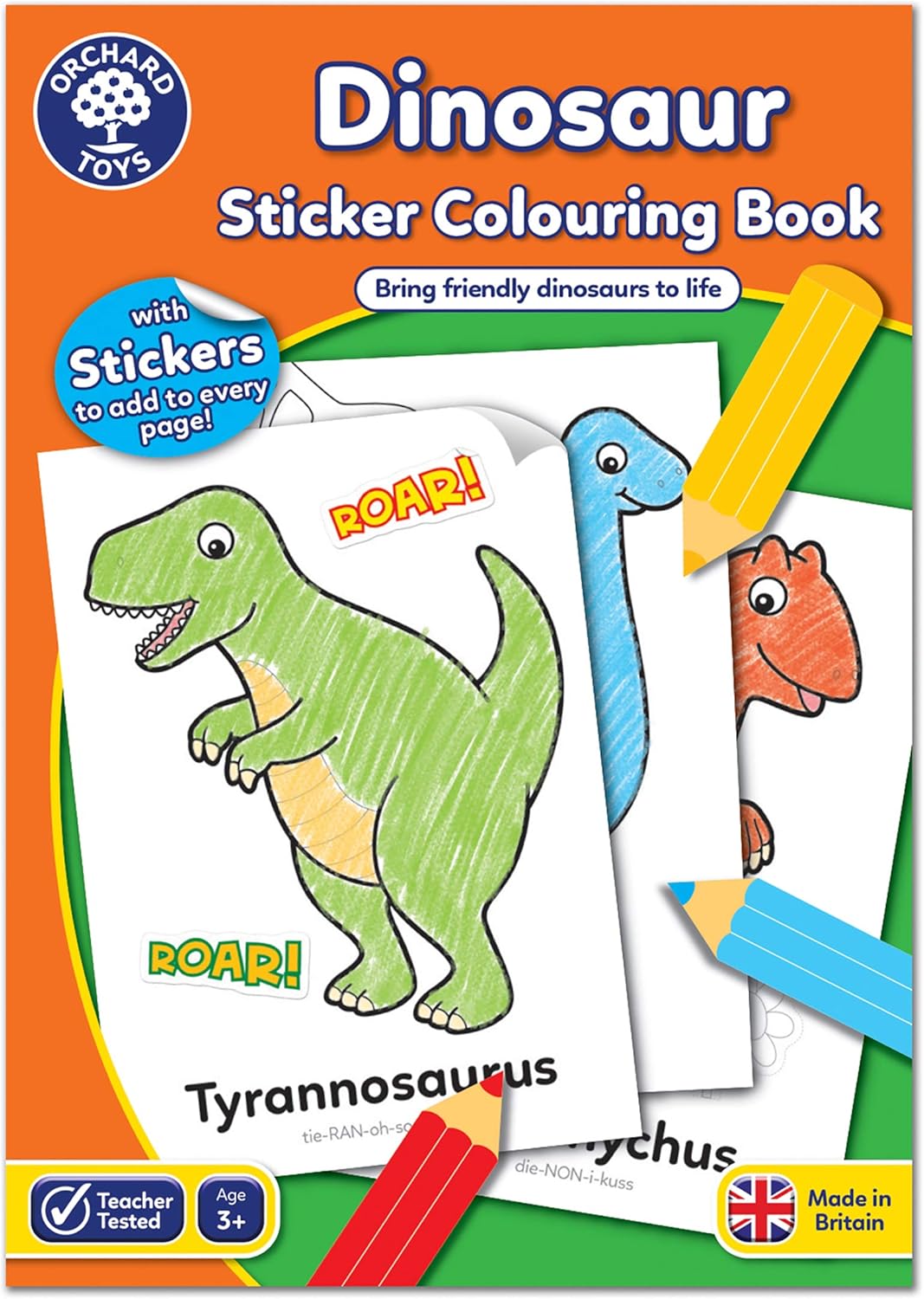 Orchard Toys Dinosaur Sticker Colouring Book - Educational Colouring Book with 34 Stickers