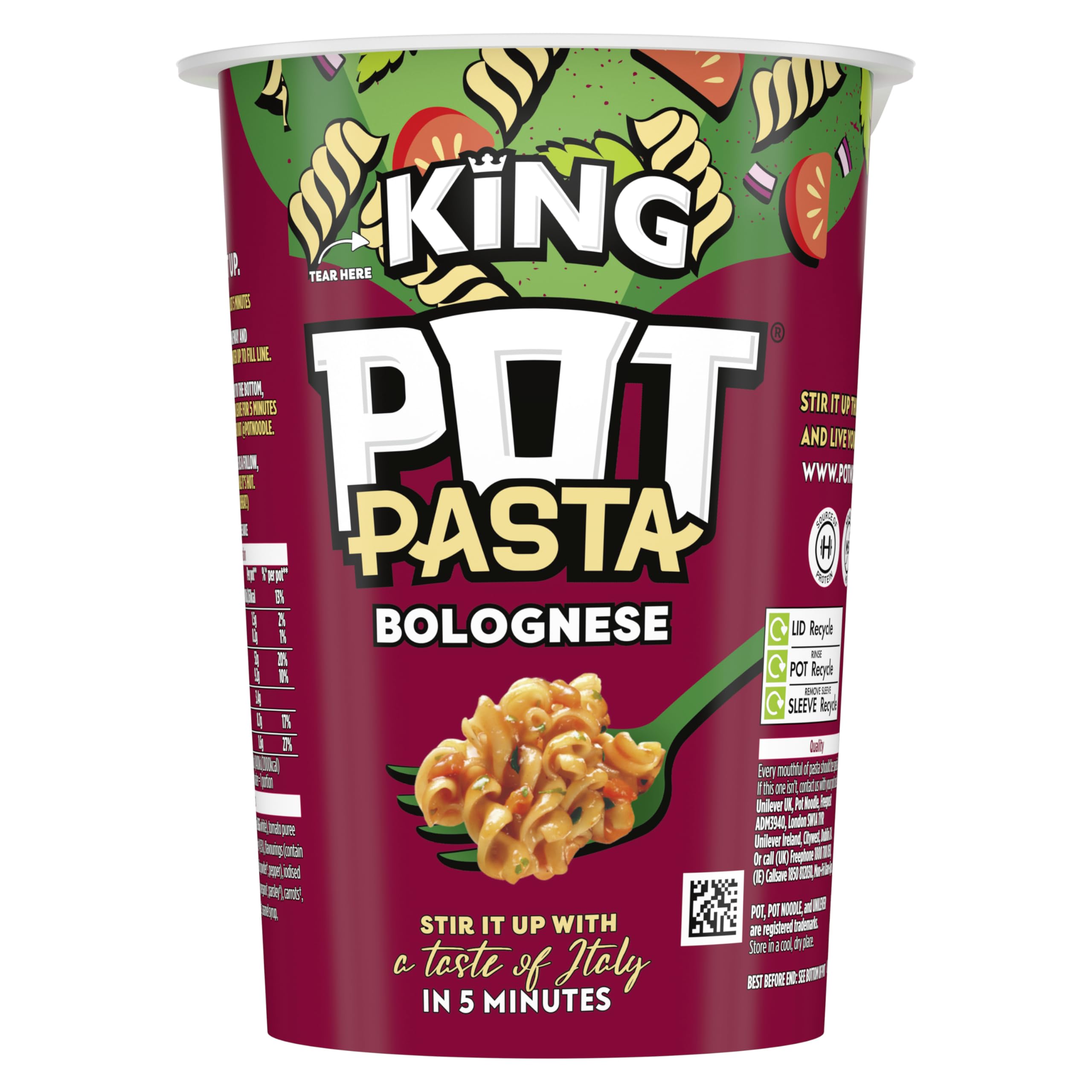 Pot Noodle - King Pot Pasta Bolognese Instant Snack Pot