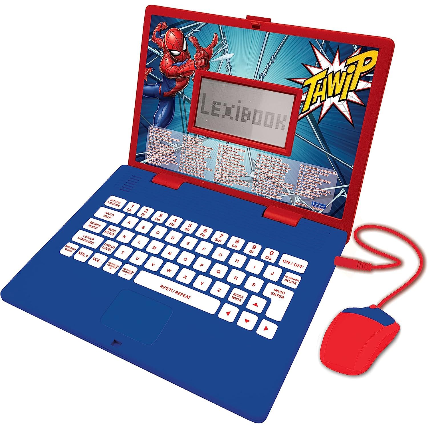 Lexibook Spider-Man Educational Bilingual Laptop - Italian/English Learning Toy with 124 Activities, Ages 3+