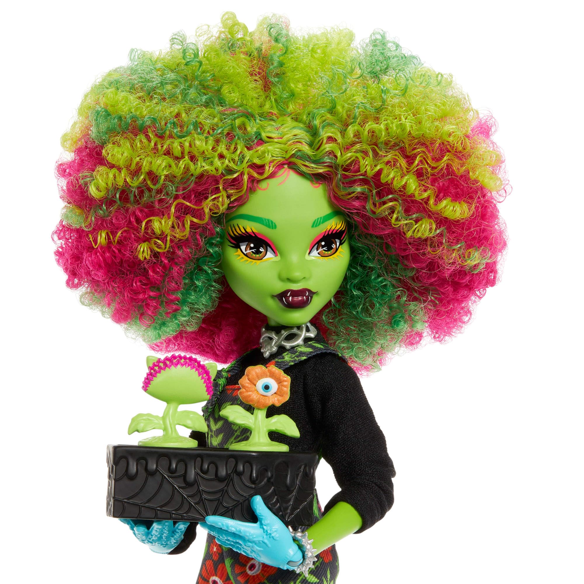 Monster High Fearbook Venus McFlytrap Doll & Accessories Set - Green Floral Overalls, Gardening Playset for Kids 4-10 5