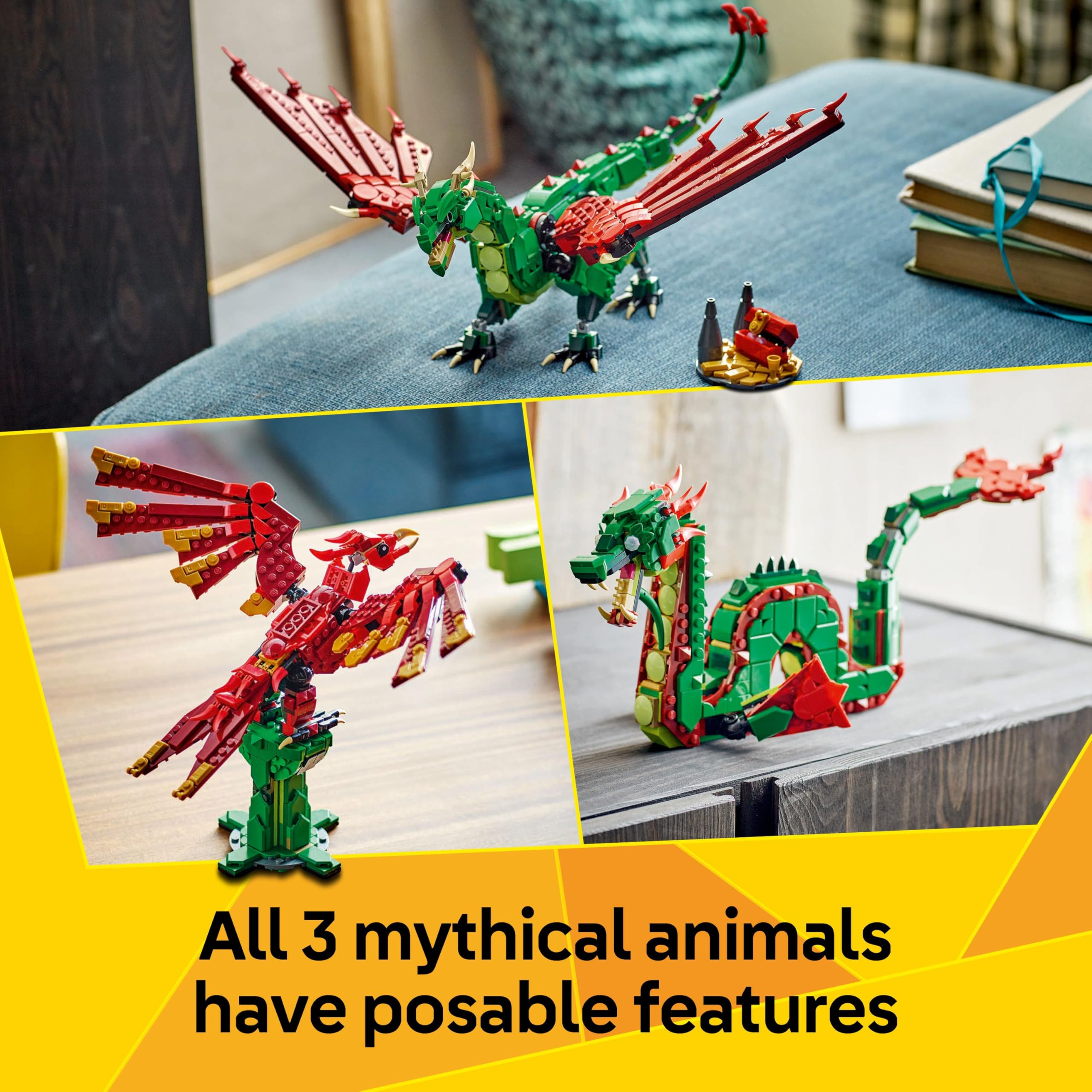 LEGO Creator 3in1 Medieval Dragon Toy - Build a Dragon, Sea Serpent or Phoenix | 715 Pieces 3