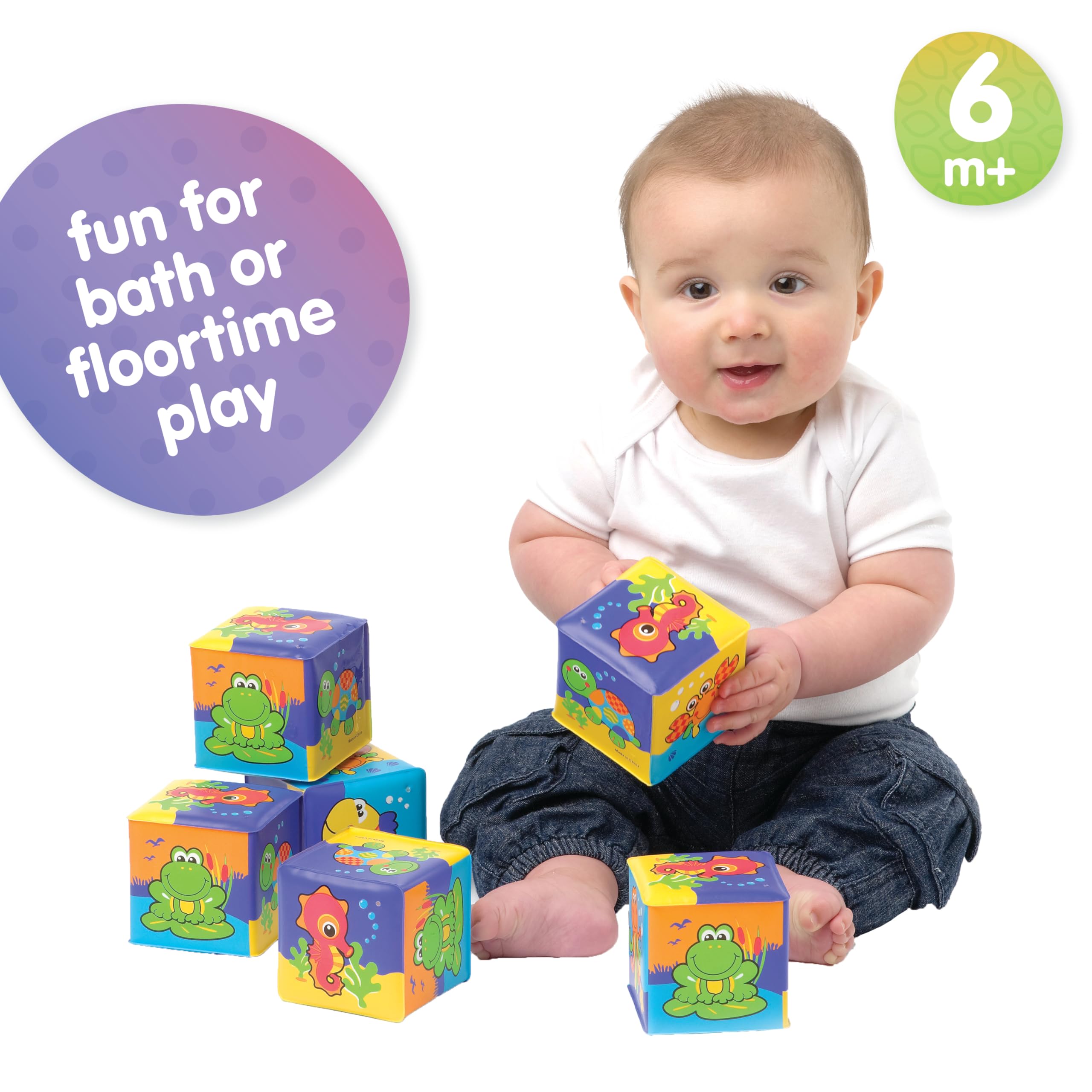 Playgro Bathtime Soft Blocks - 6 Pieces, Animal Figures | Ages 6 Months+ 3