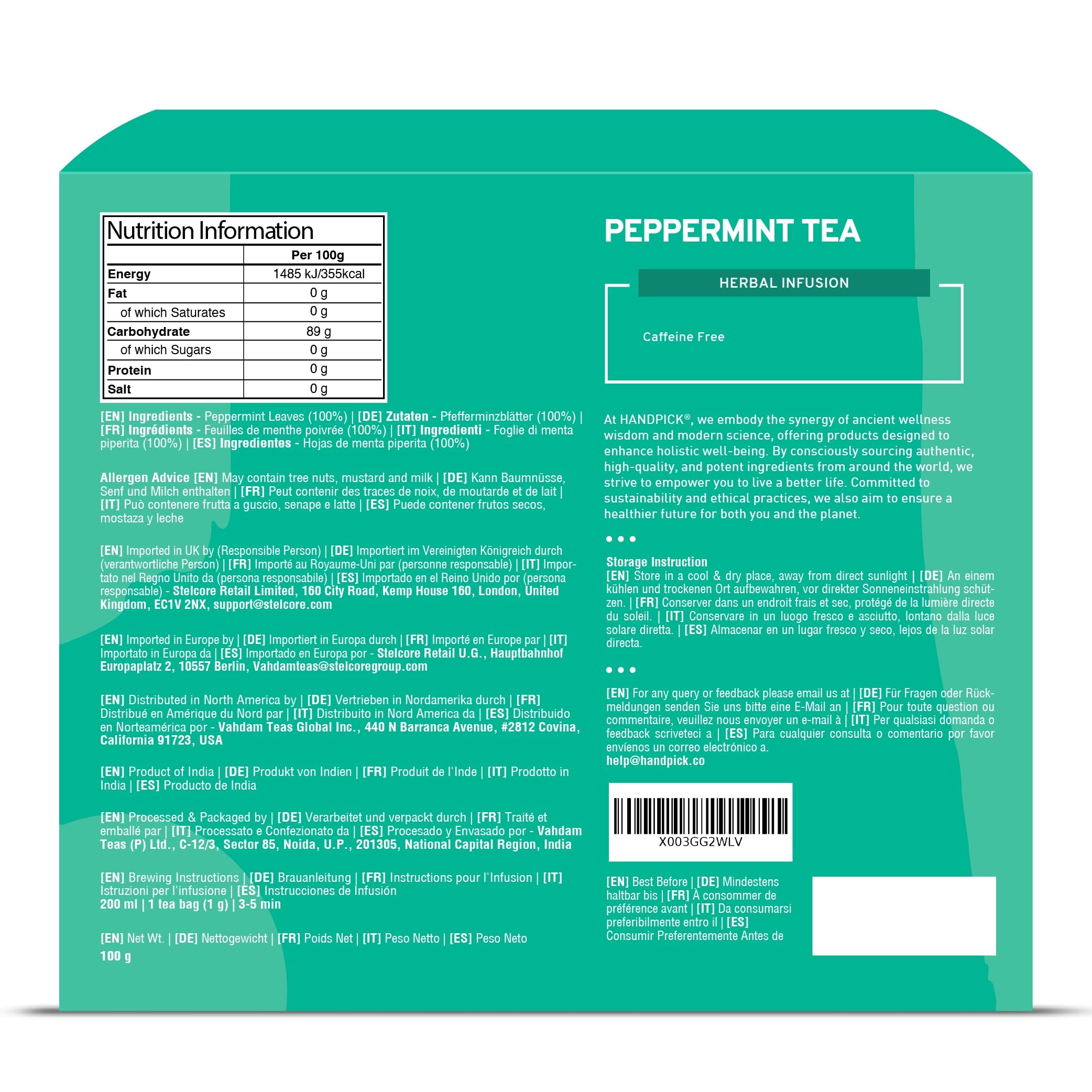 HANDPICK Peppermint Tea Bags (100 Count) Non-GMO, 100% Pure Herbal Tea - Minty & Refreshing 9