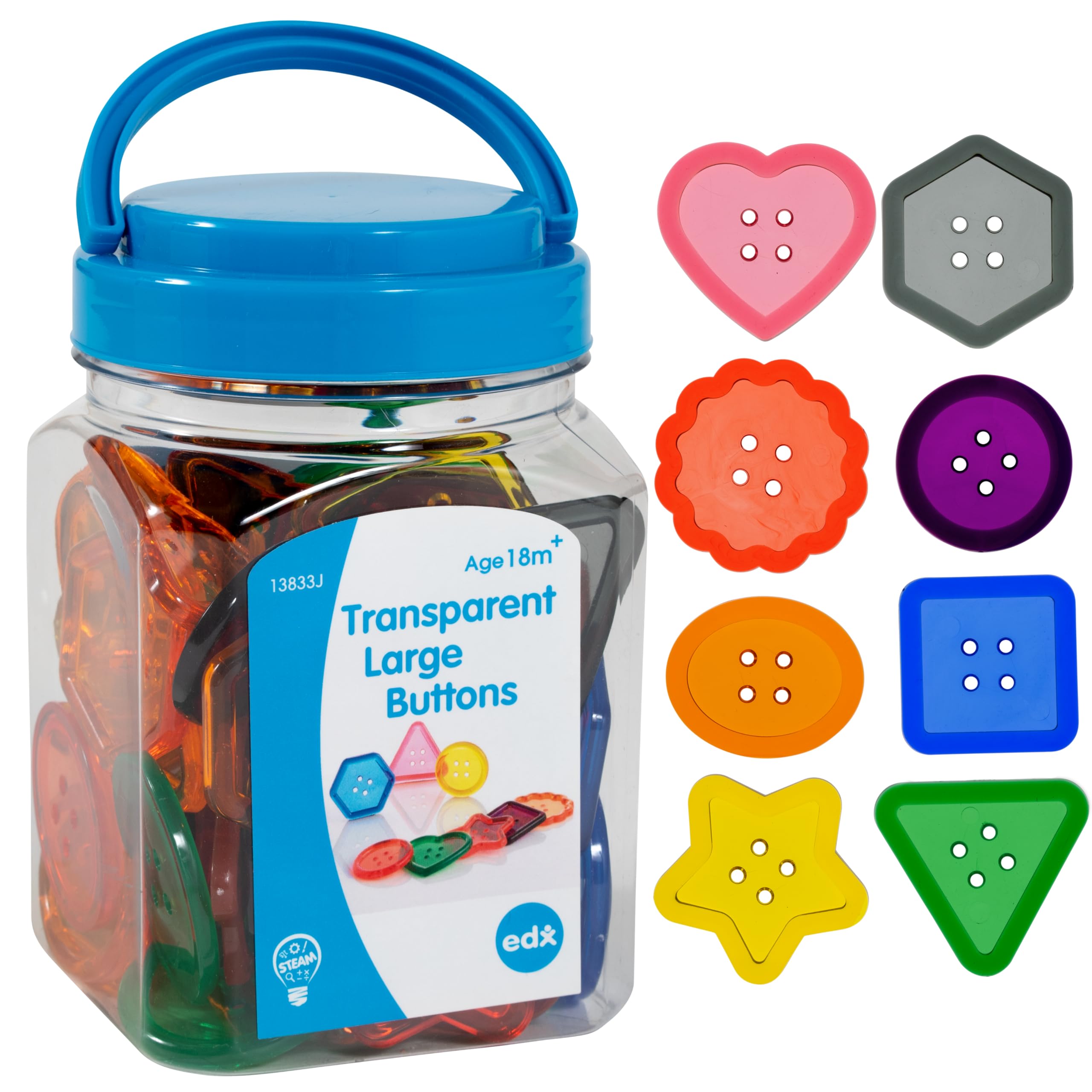 edxeducation Transparent Large Buttons - Light Table Activity Set for Early Learning 6