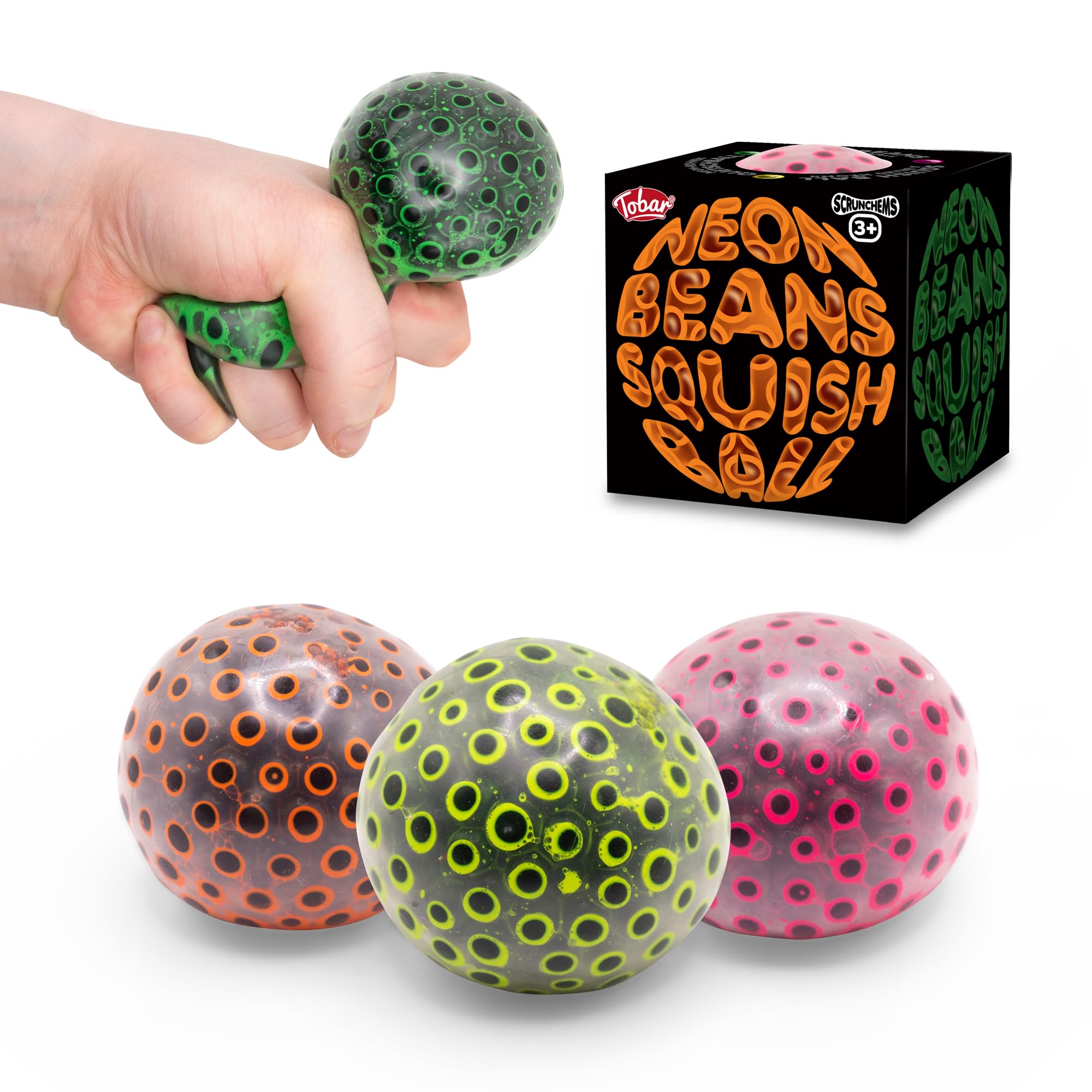 Scrunchems Neon Beans Squish Ball - Squishy Fidget Toy for Stress Relief