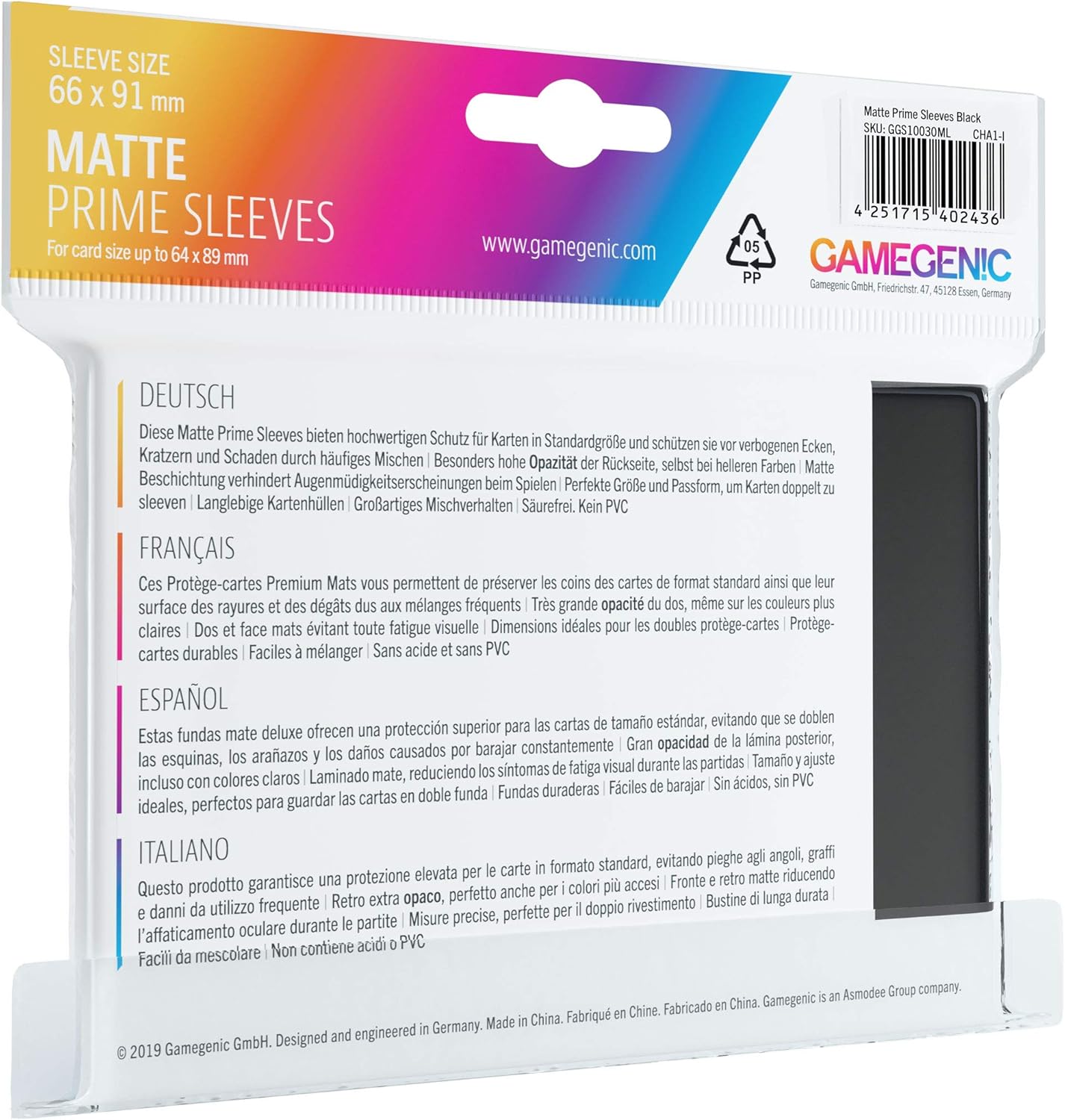 Gamegenic Matte Prime Sleeves (100-Pack) Black for MTG, Pokémon, Yu-Gi-Oh!