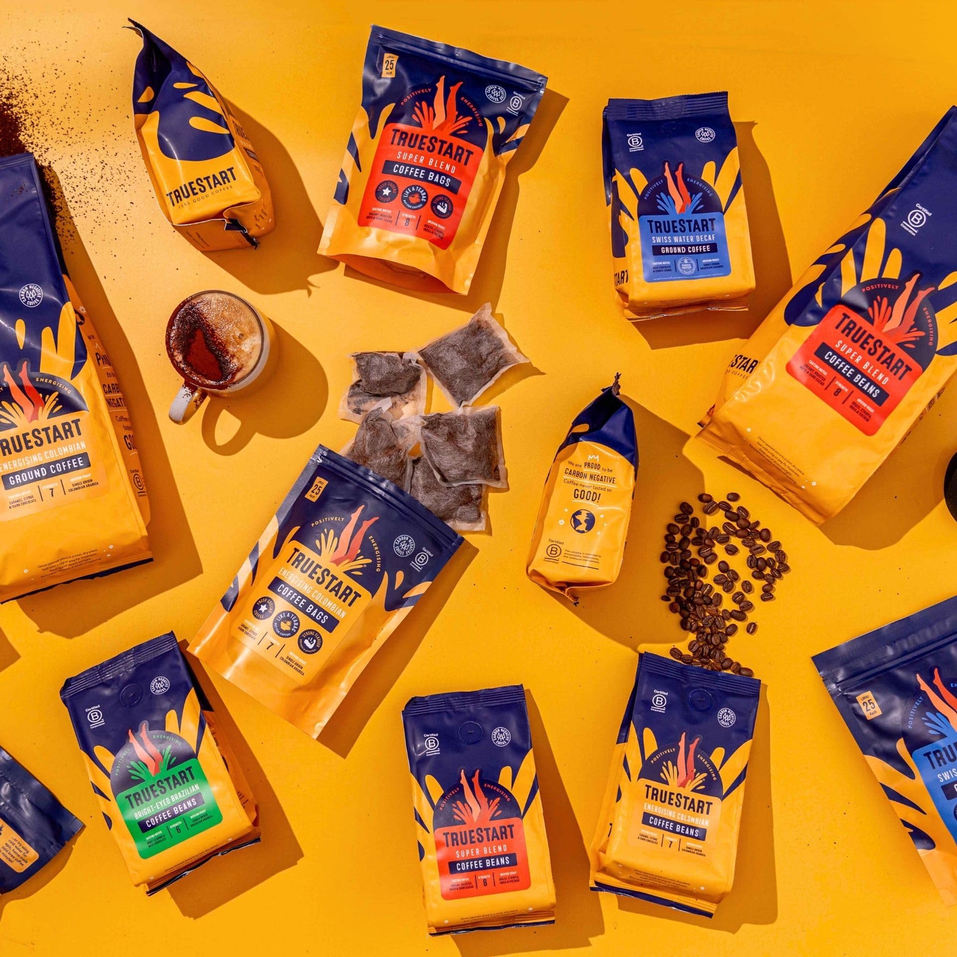 TrueStart Kaffeebeutel, Super Blend Strong – 25 lose Beutel, Mykotoxinfrei, Reich an Antioxidantien, Glutenfrei, Einzeln verpackter und wiederverschließbarer Beutel 5