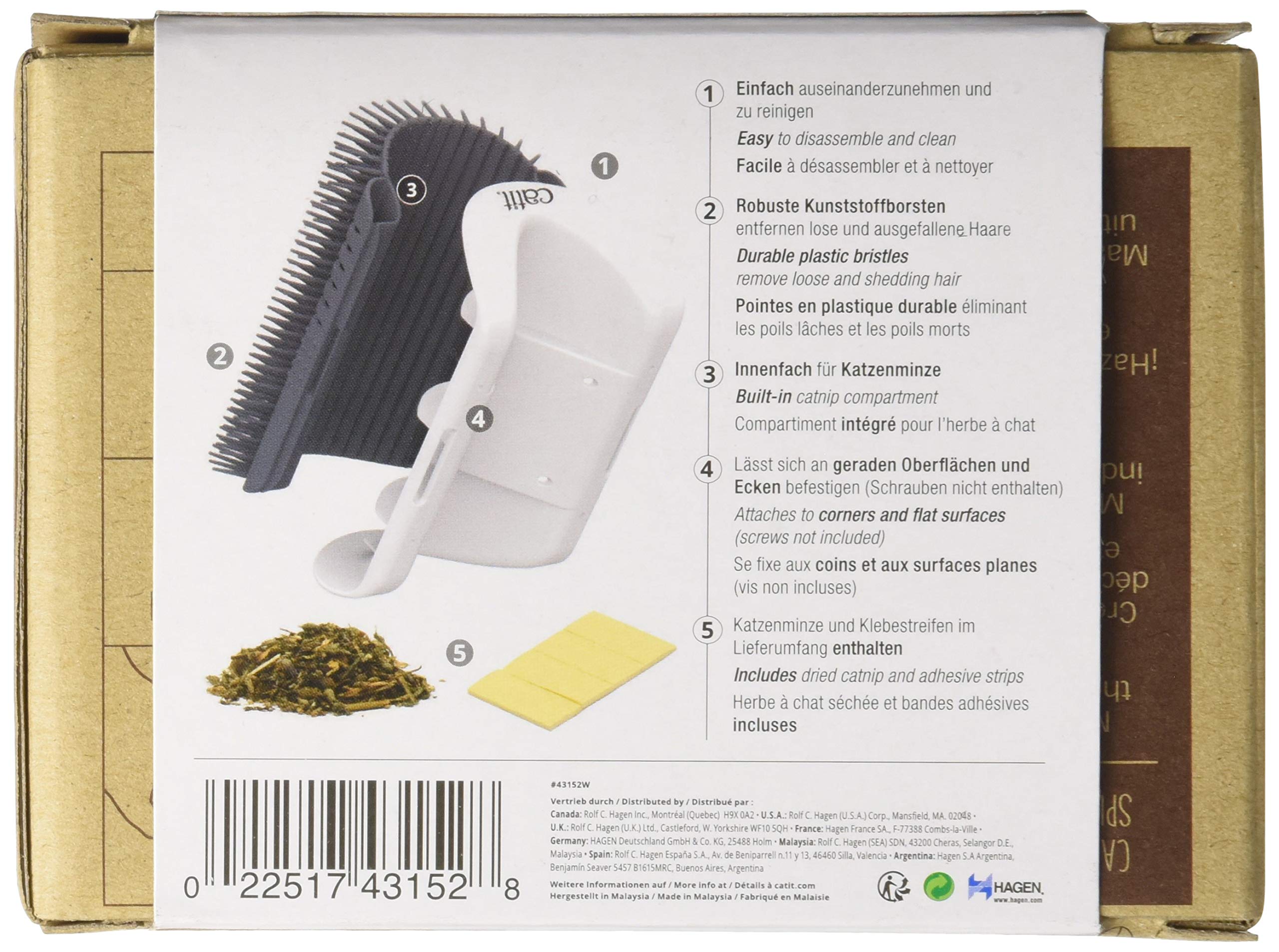 Catit Senses 2.0 Self Grooming Brush for Cats | Wall-Mounted, Collects Loose Hair | Gray 4