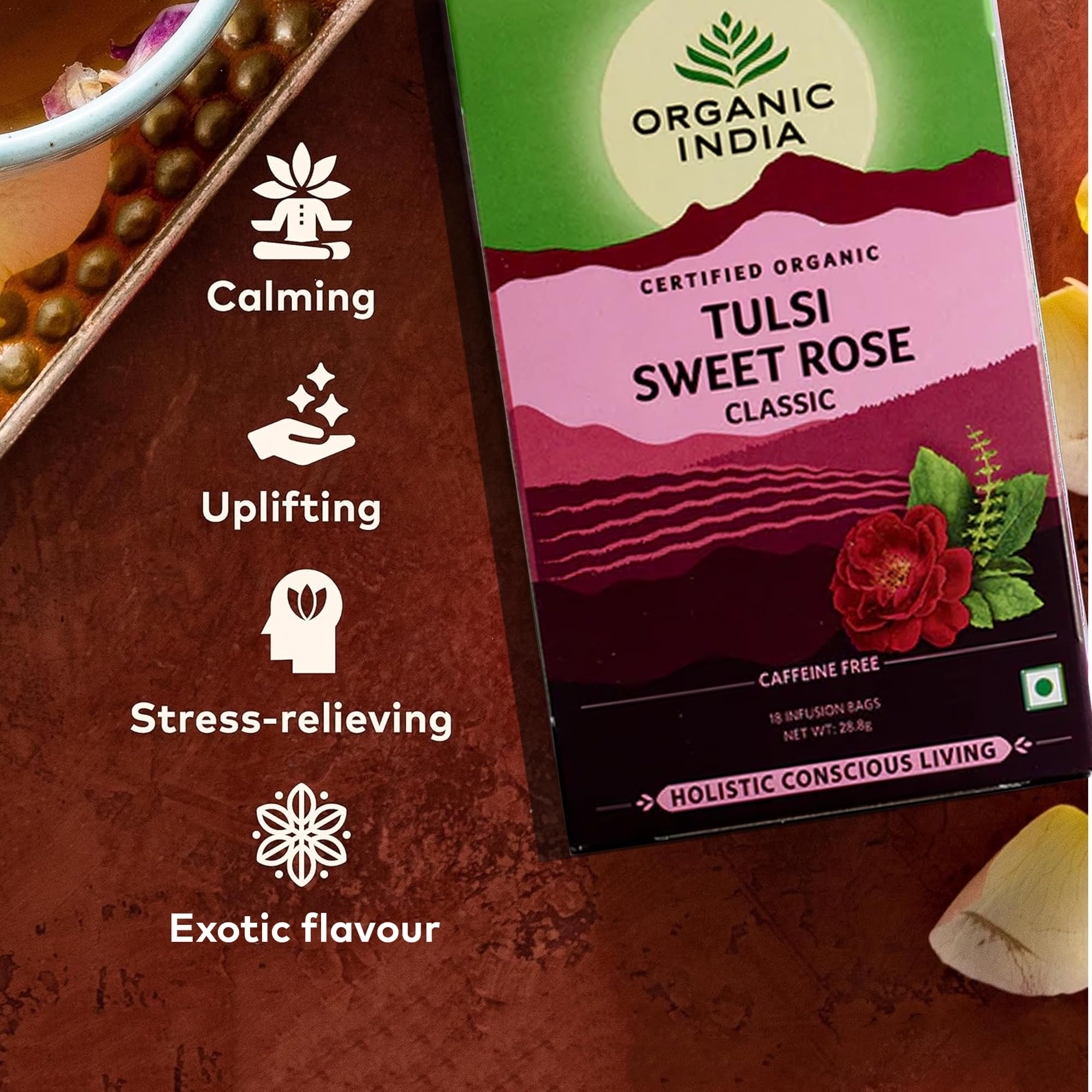 Organic India Tulsi Sweet Rose Tea - Organic & Vegan Herbal Tea (25 Tea Bags) 12
