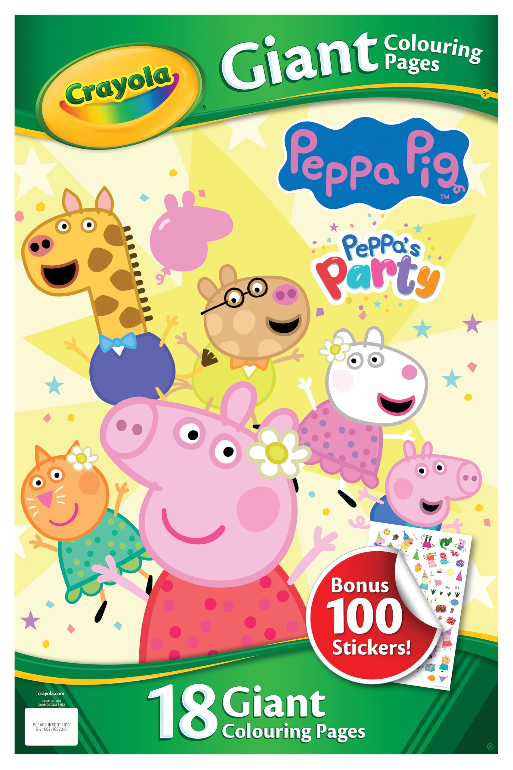 CRAYOLA Peppa Pig Giant Colouring Pages - 18 Pages | 100 Stickers | Ages 3+