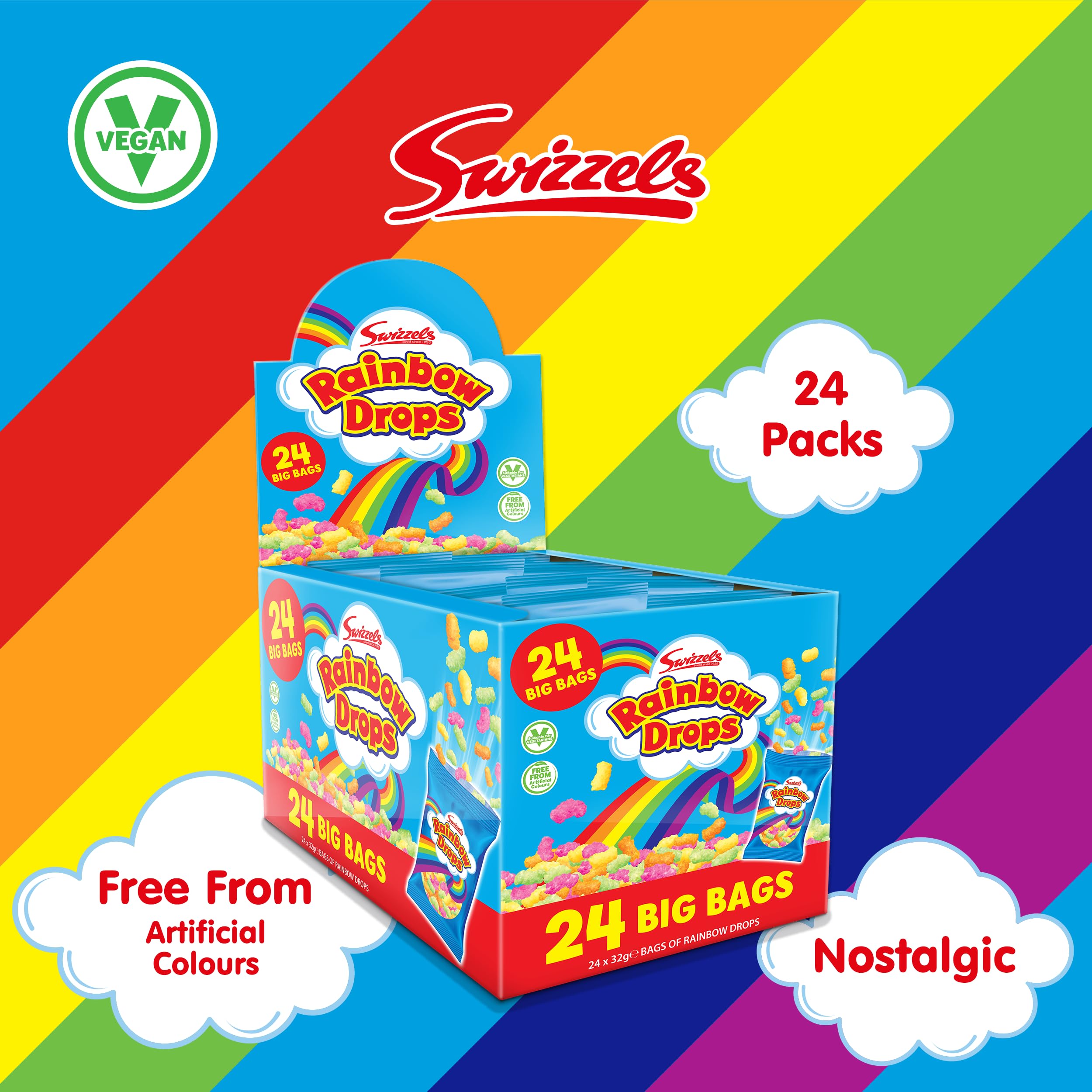 Swizzels Giant Rainbow Drops Multipack - 24 Bags of Vegan-Friendly, Artificial Colour-Free Sweet Snacks 3