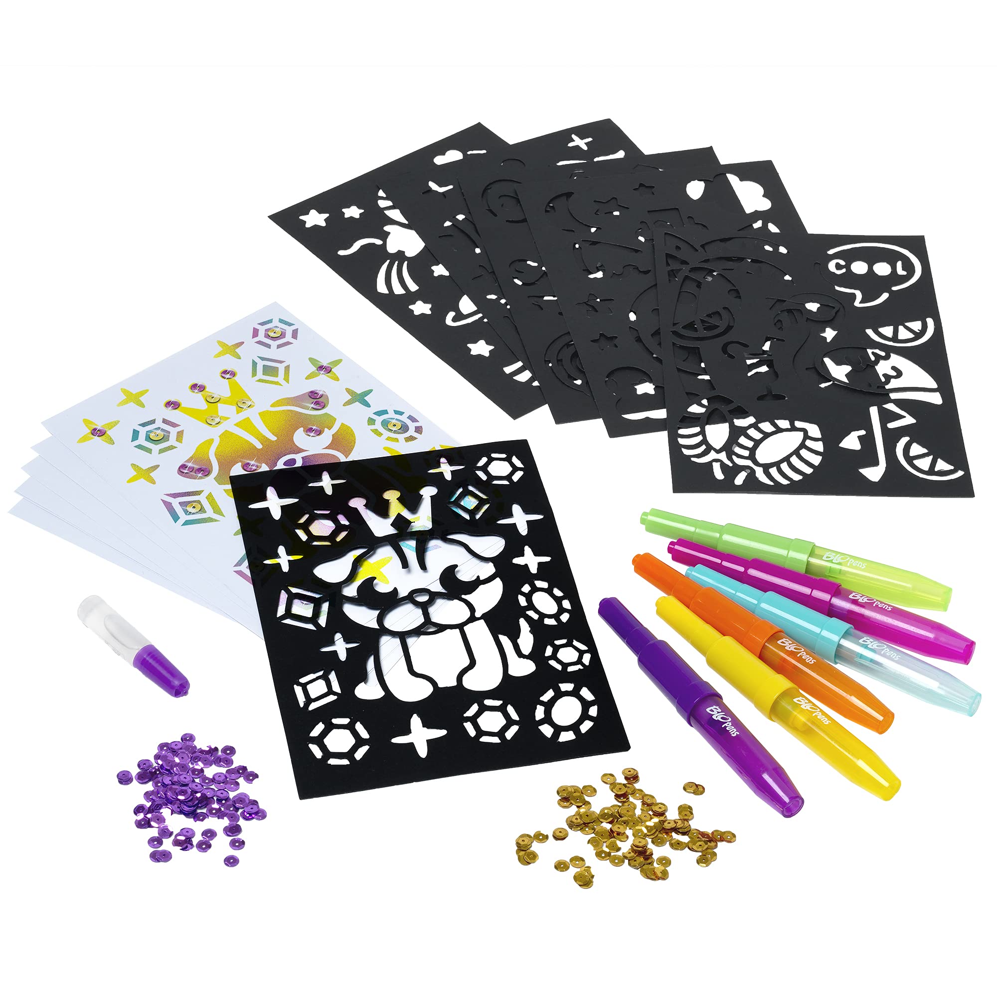 John Adams BLOPENS Sequins Activity Set - Airbrush Art Kit | Includes Sequins & Stencils | Ages 4+ 3