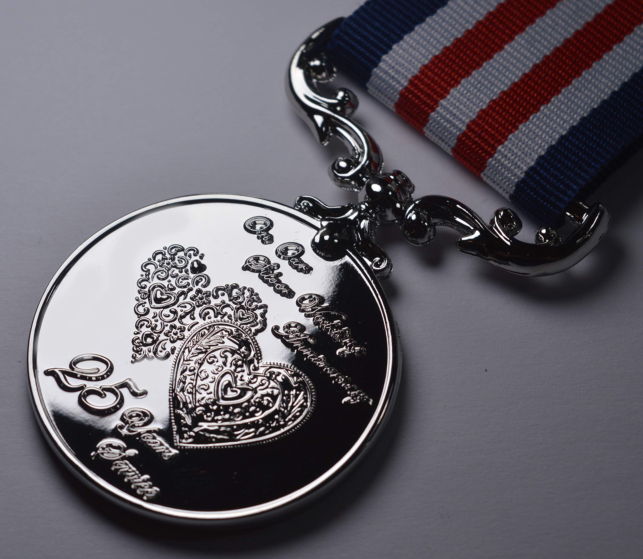 The Commemorative Coin Company 25th Silver Wedding Anniversary Medal | Silver Plated | Full Size Replica 3