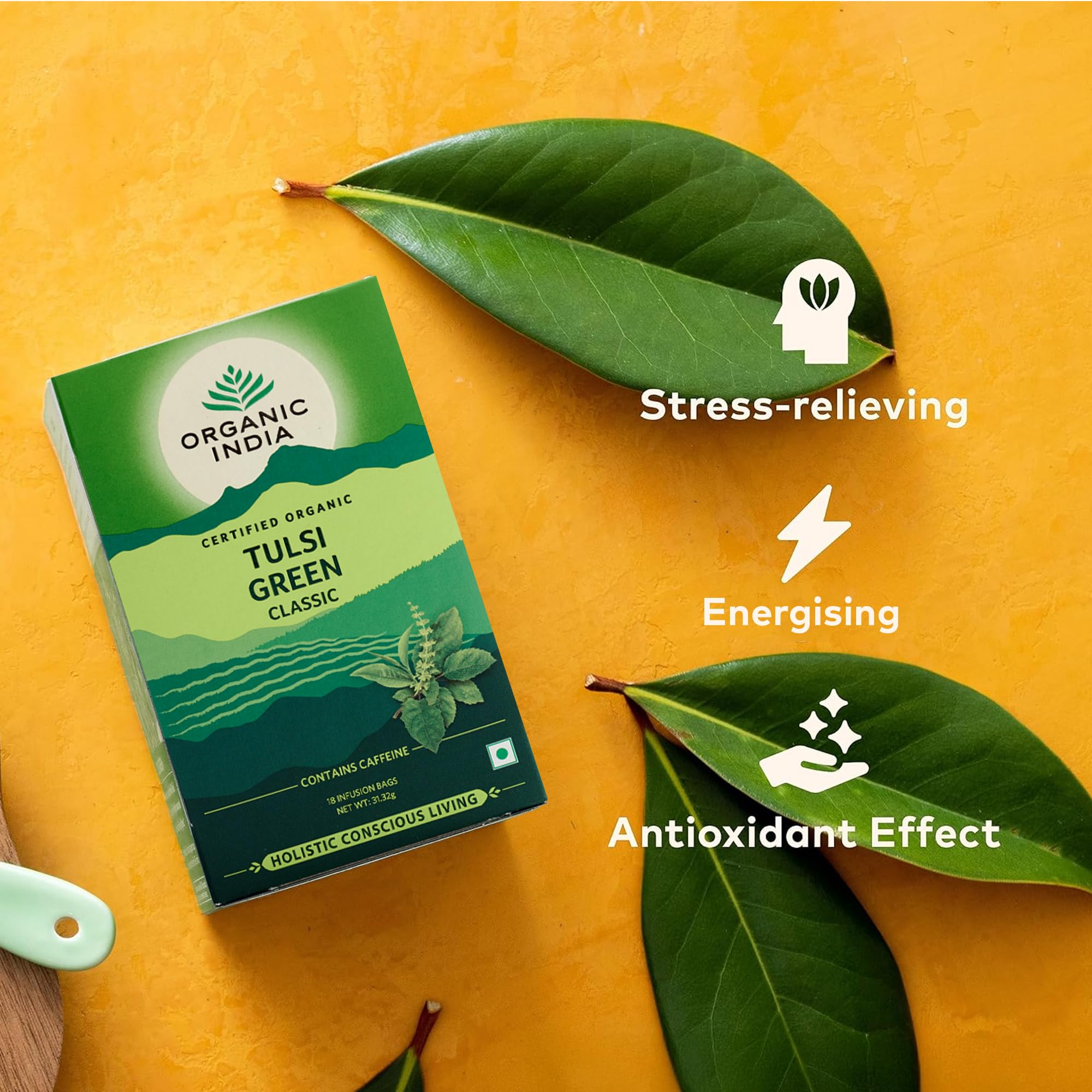 Organic India Tulsi Green Tea Classic, Certified Organic & Vegan, 18 Tea Bags 9