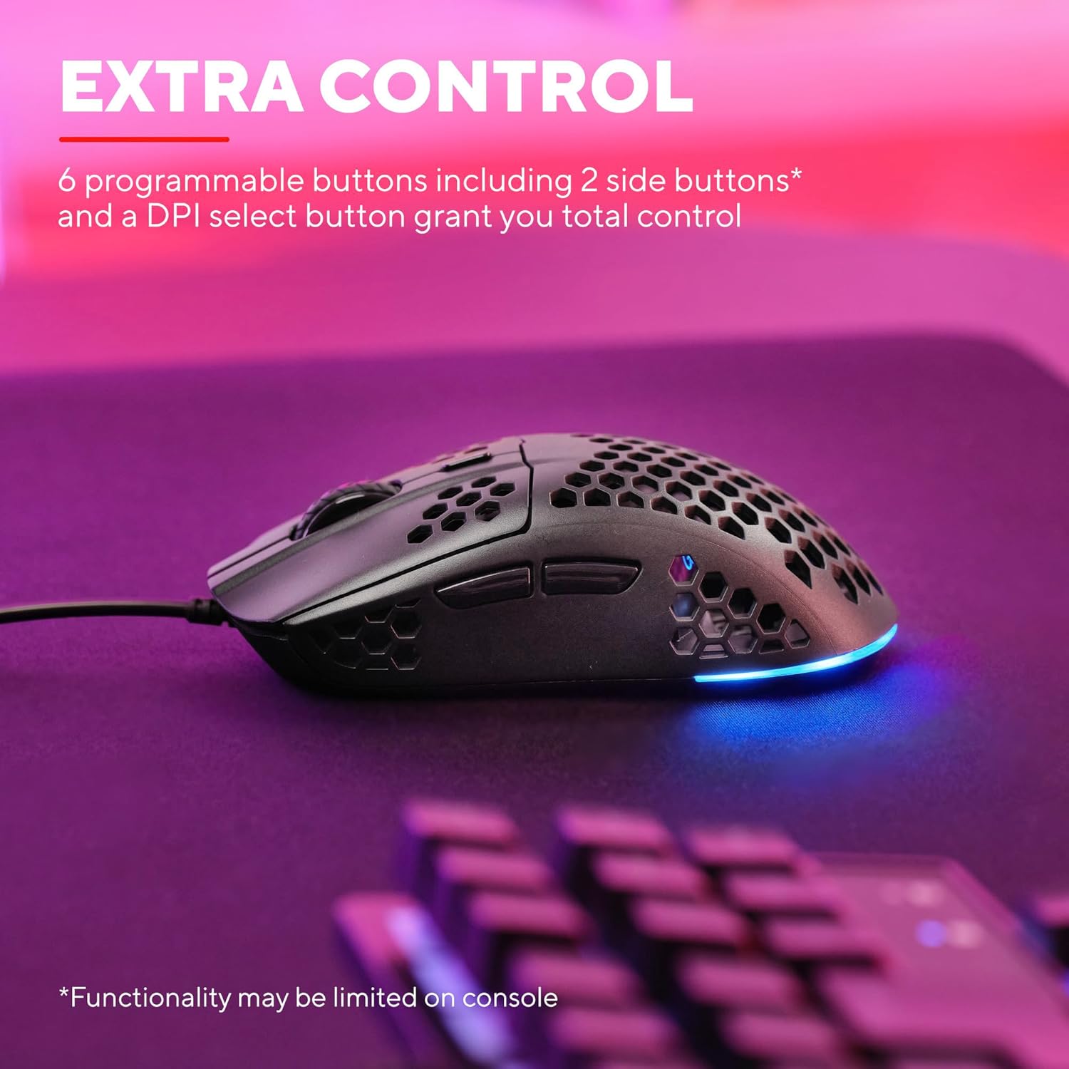 Trust Gaming GXT 928 Helox Superlight Wired Gaming Mouse 65g with RGB Lighting & Adjustable DPI 10