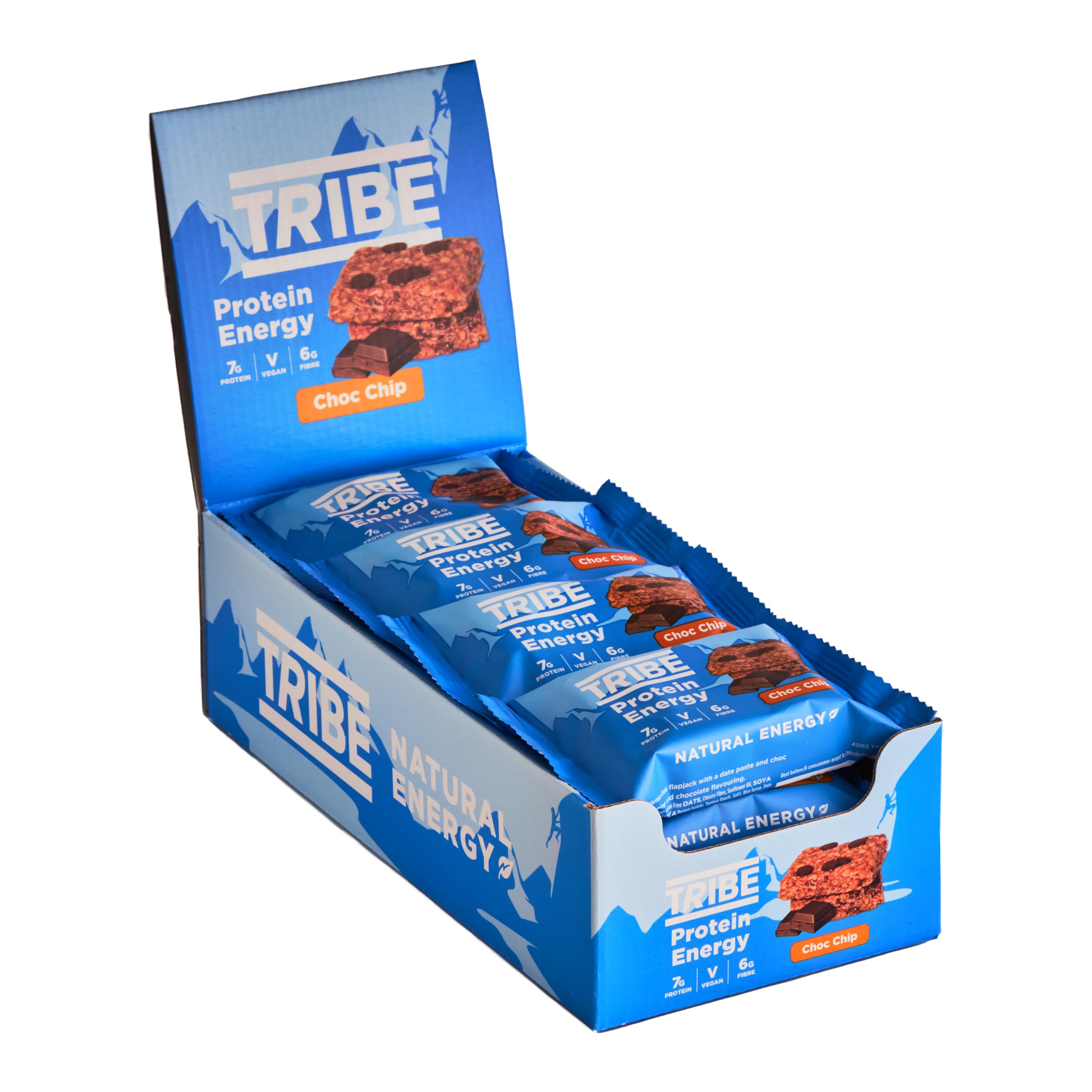 TRIBE Protein Energy Flapjack - Choc Chip - Plant Based, Vegan, High Protein, High Fibre