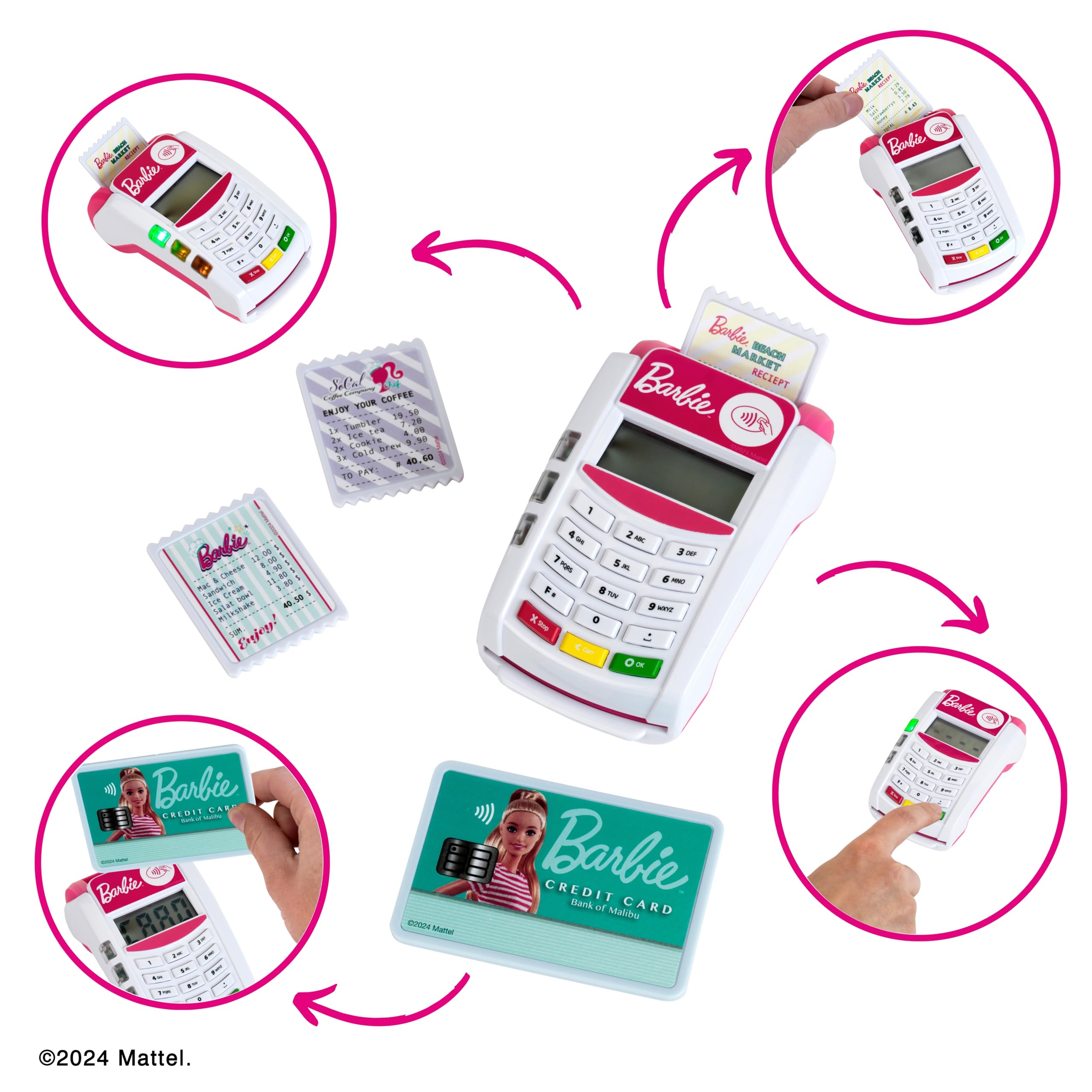 Theo Klein Barbie Payment Terminal with Light & Sound - Includes Credit Card and Receipts 5