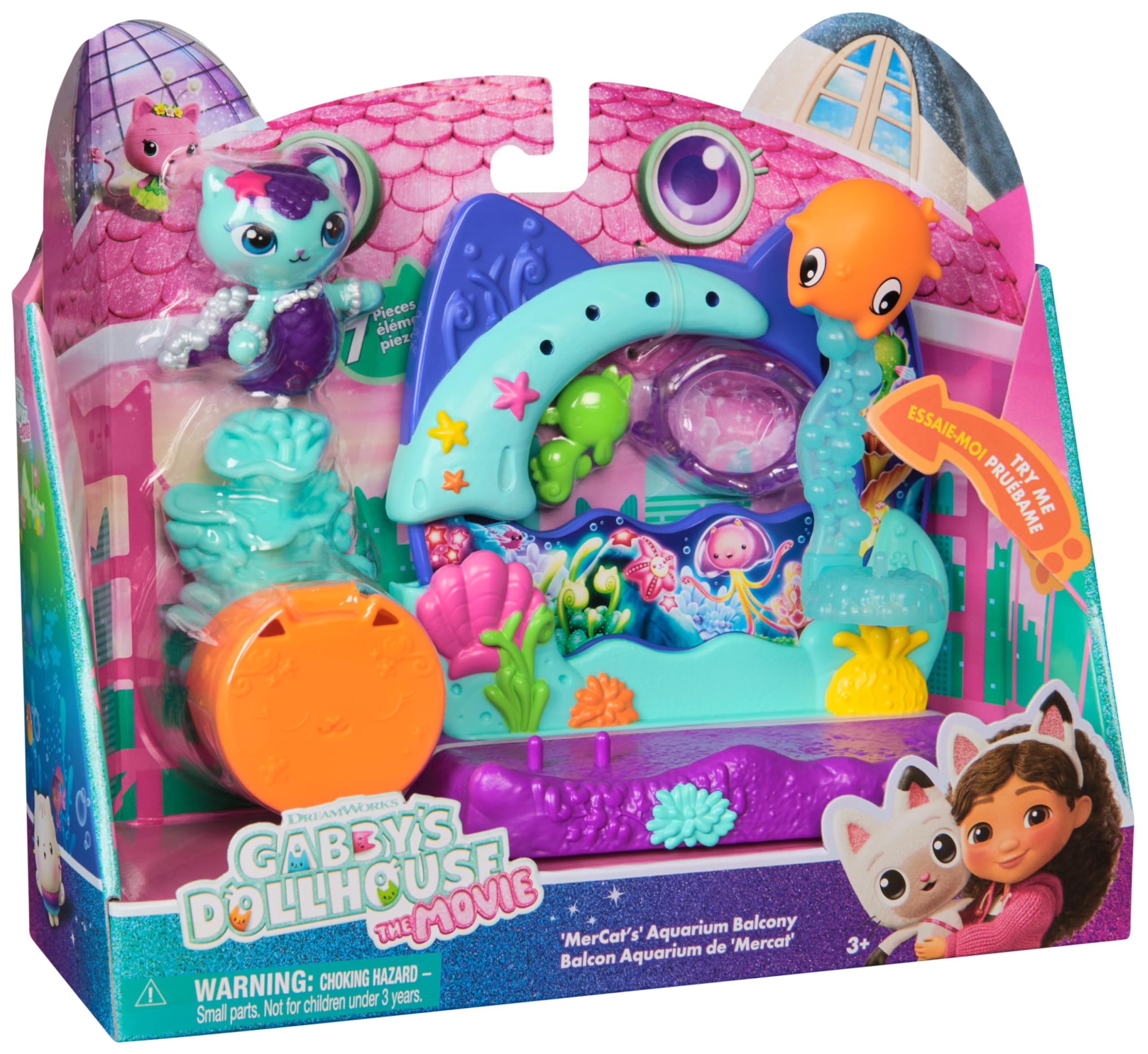 Gabby's Dollhouse: The Movie Mercat's Aquarium Balcony Playset - 7-Piece with MerCat Figure & Surprise Accessory 4