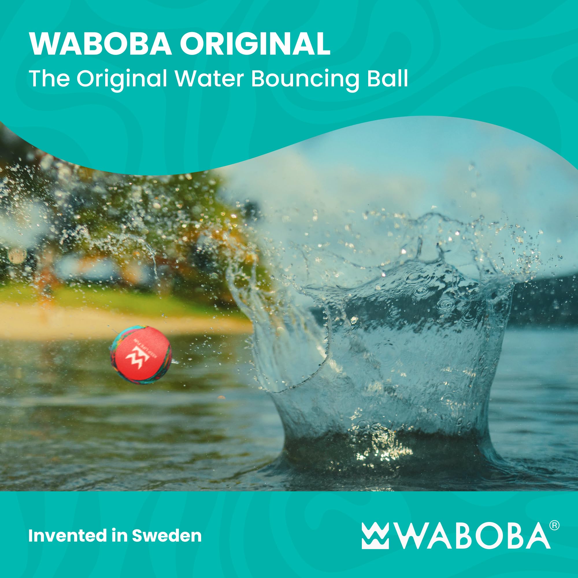 Waboba Original Water Bouncing Ball – Teal Pebbles | Gel Core | Ages 8+