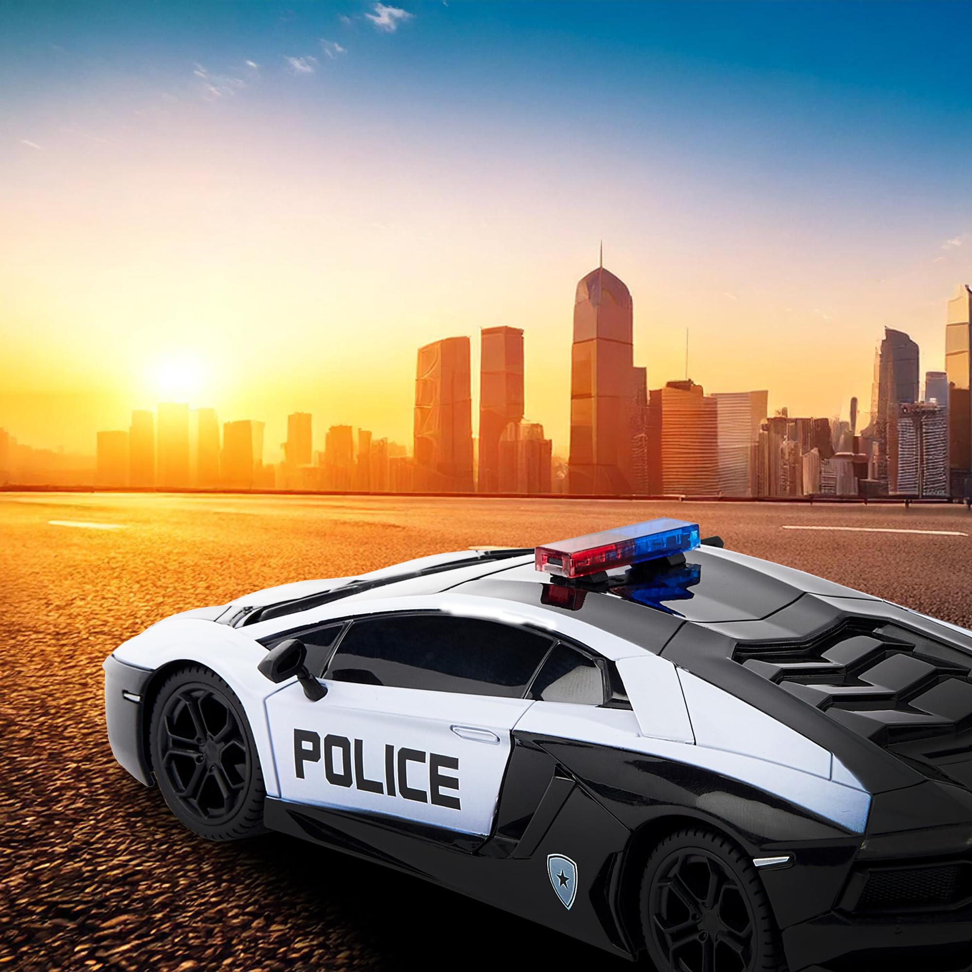 CMJ RC Lamborghini Aventador LP700-4 Police Car - 2.4GHz Remote Control Vehicle for Kids 6+ 8