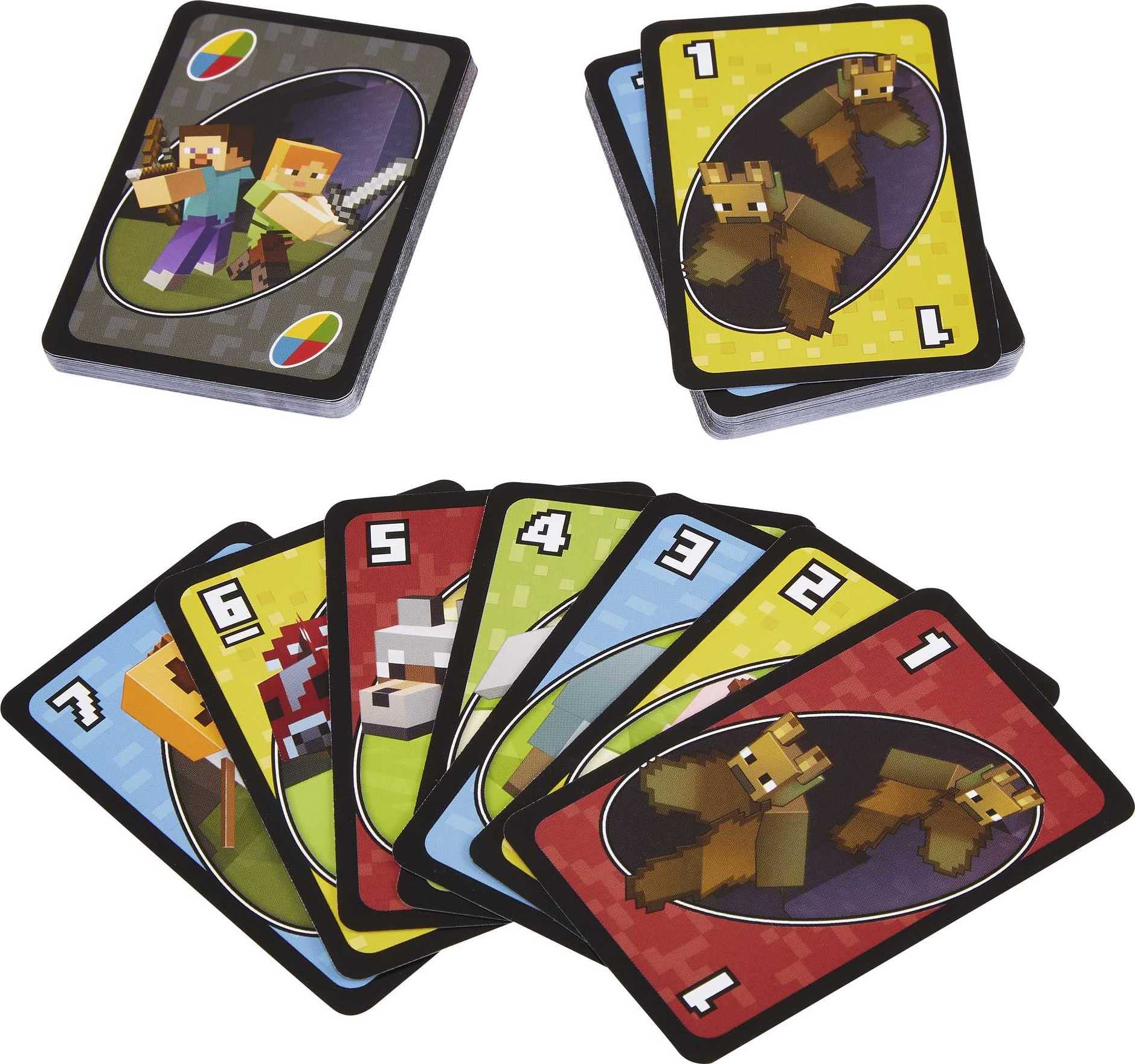 Mattel Games UNO Minecraft Card Game | 2-10 Players | Ages 7+ | Multicolor 6
