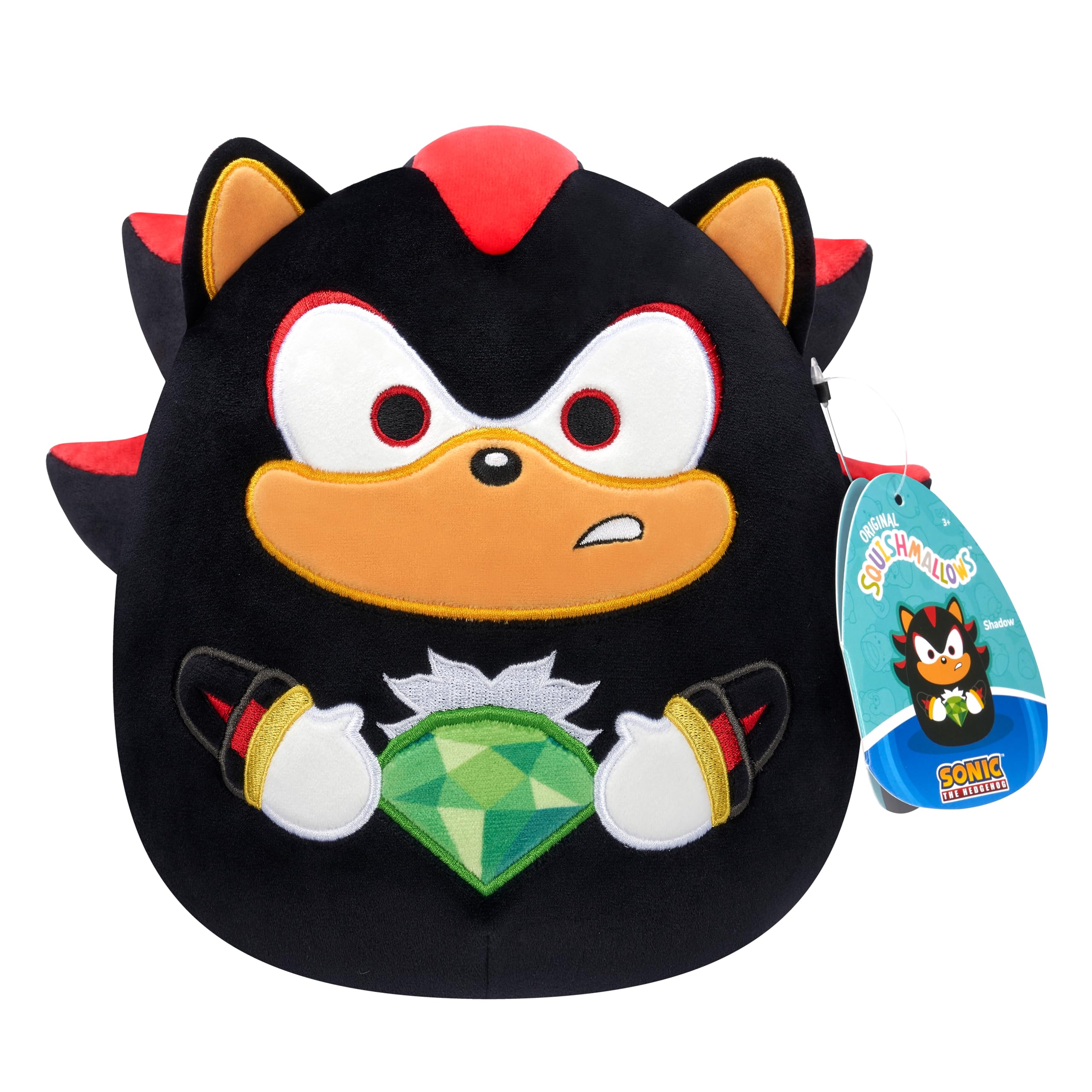 Squishmallows 8-inch Shadow Holding Green Emerald - Sonic the Hedgehog Plush 9