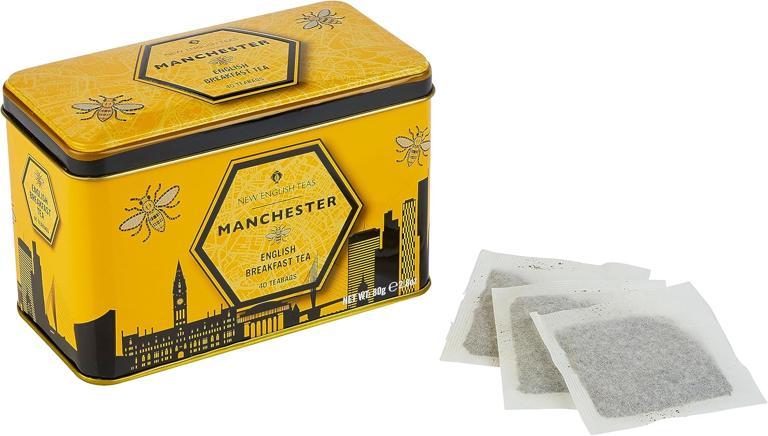 New English Teas - Manchester City Bee Tea Caddy with 40 English Breakfast Teabags 3
