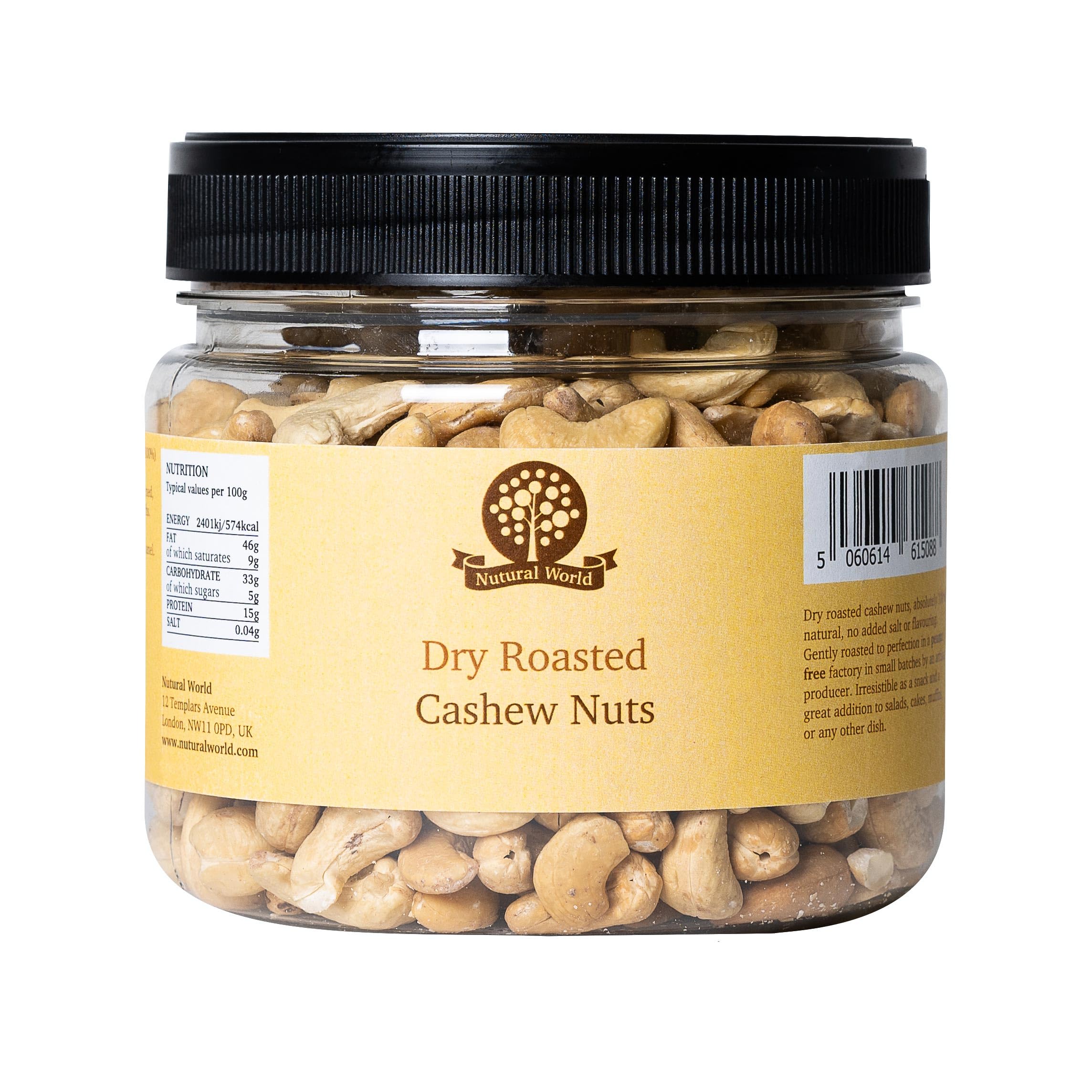 Nutural World Trocken geröstete ganze ungesalzene Cashewnüsse (500 g) – Gewinner des Great Taste Award