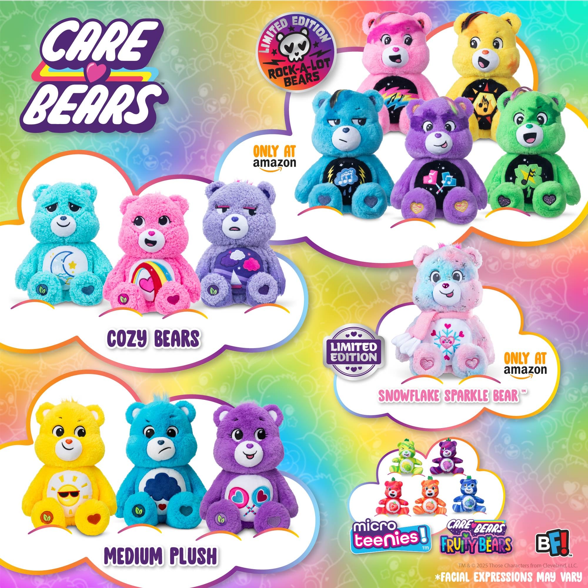 Care Bears Stormy Heart Bear 35cm Plush - Soft Eco-Friendly Toy with Belly Badge, Purple