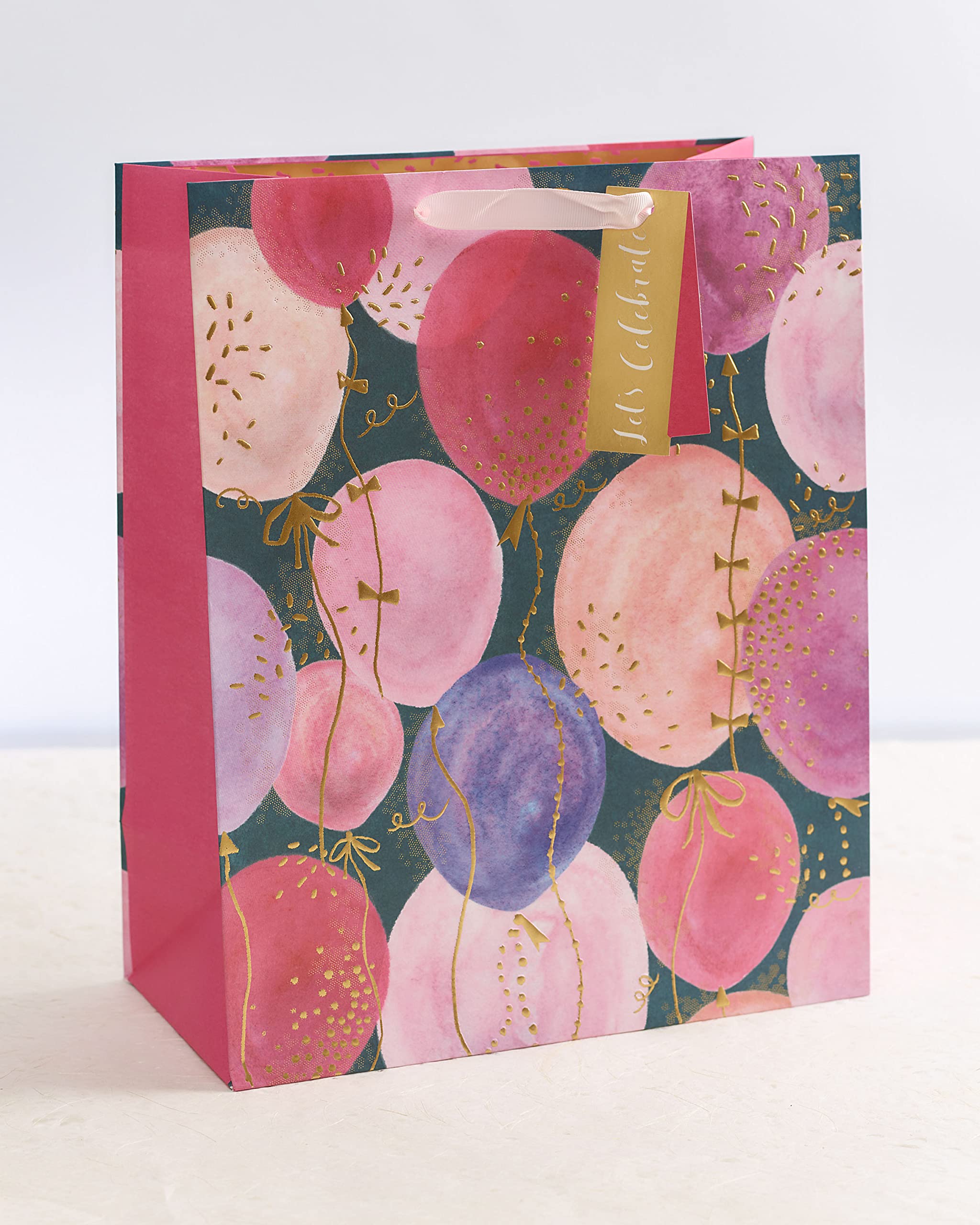UK Greetings Large Gift Bag for Her/Friend - Pink Balloons Design | FSC Certified Paper