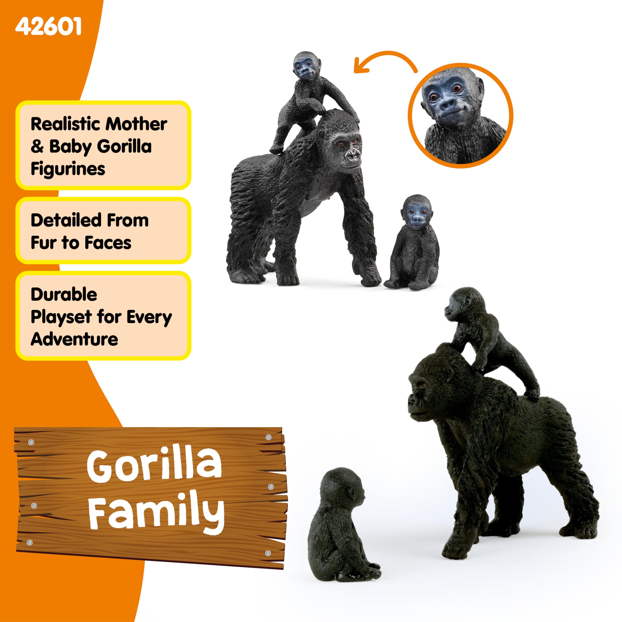 SCHLEICH Gorilla Family Wildlife Playset - 3-Piece Animal Figurine for Kids 3-8 Years 9