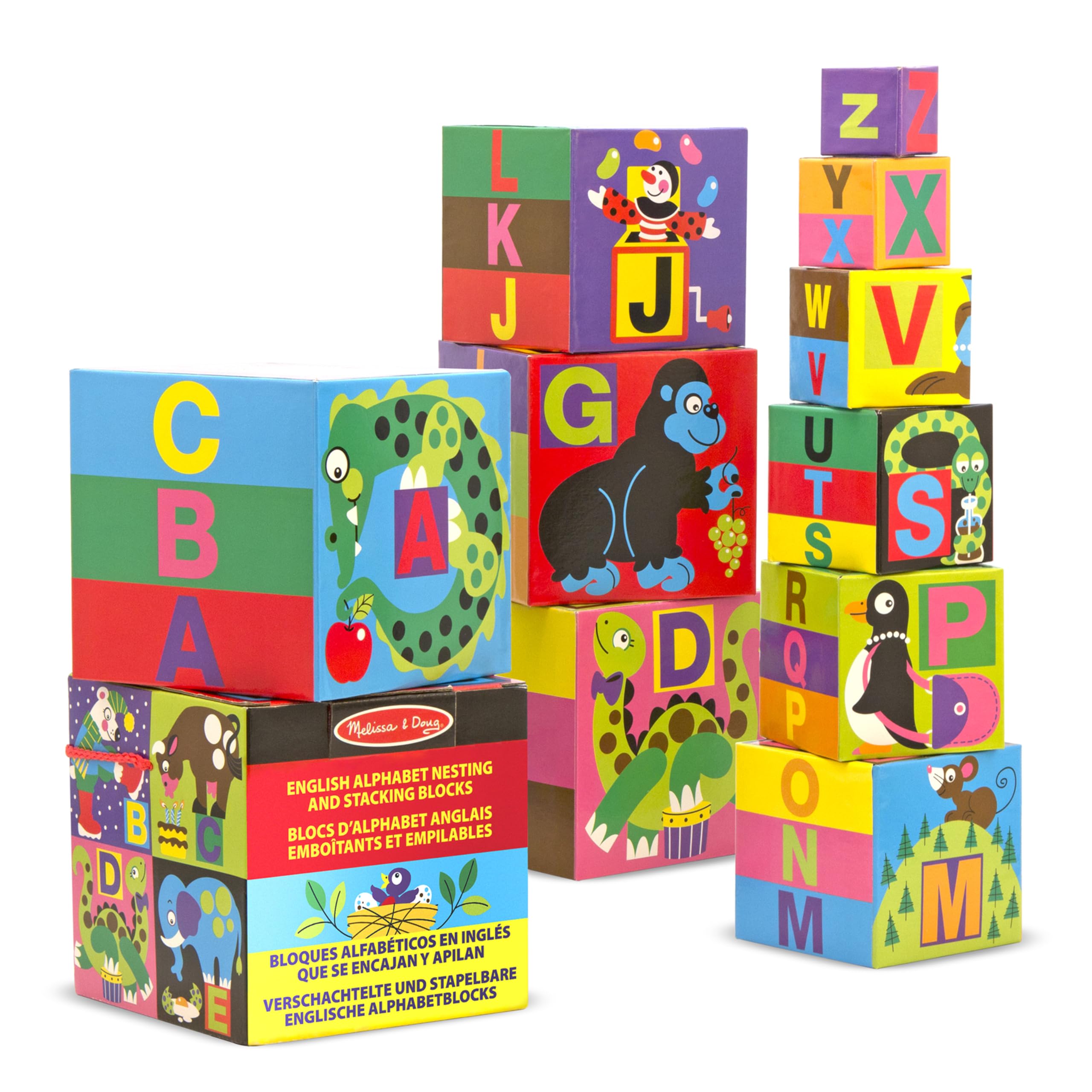 Melissa & Doug Alphabet Nesting and Stacking Blocks - Educational Building Playset for Toddlers 2+ 12