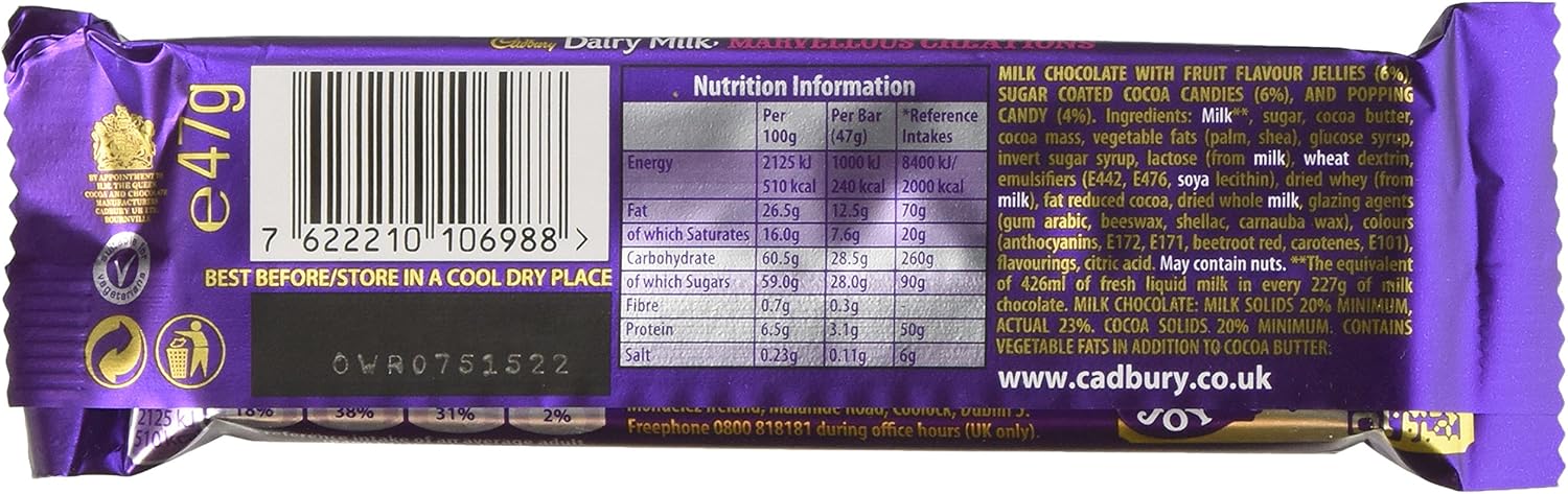 Cadbury Dairy Milk Marvellous Creations Jelly Popping Candy Bar 47g (Pack of 24) 5