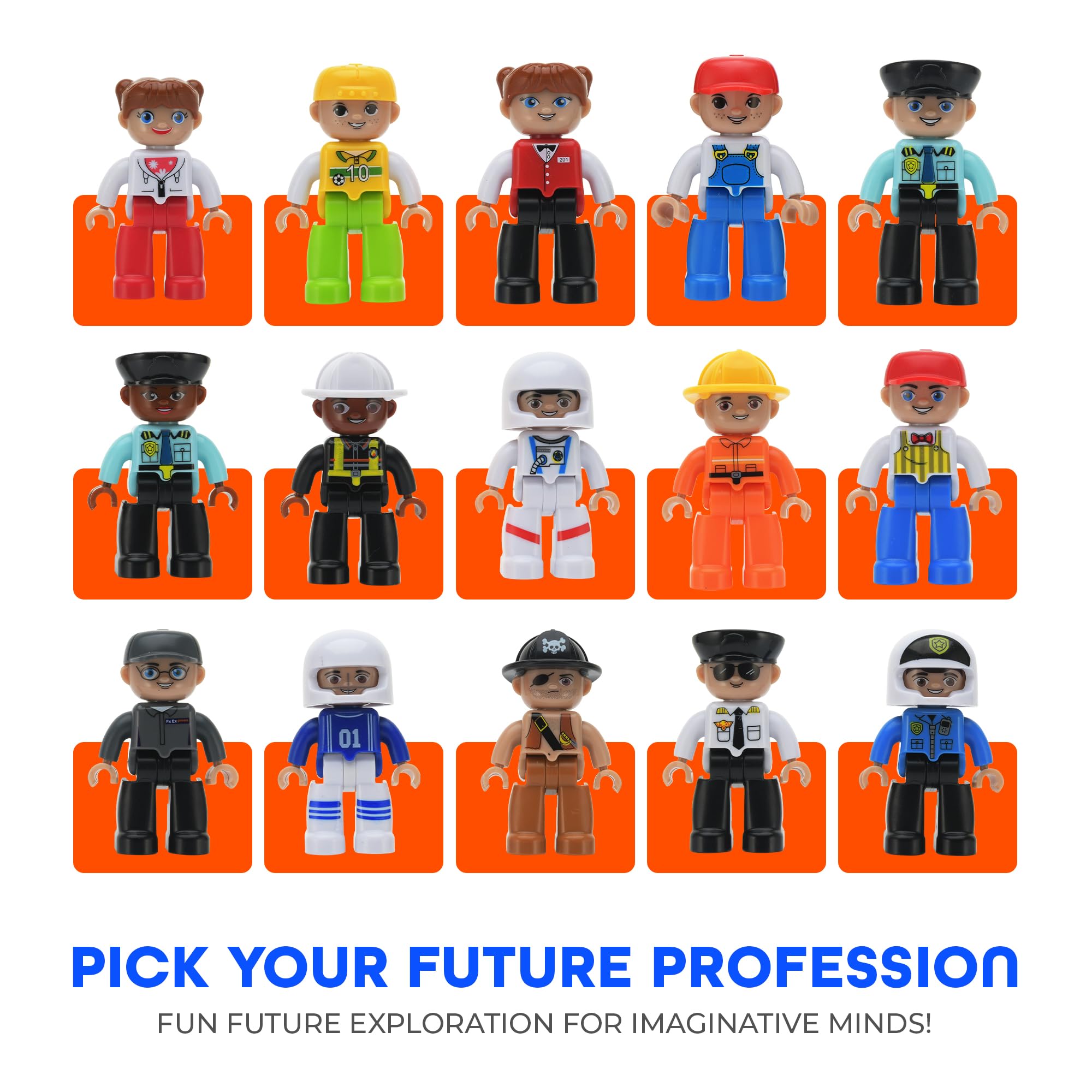 Playmags Large Magnetic Figures Community Set of 15 Pieces - 3 Inch Magnetic People for Kids 5