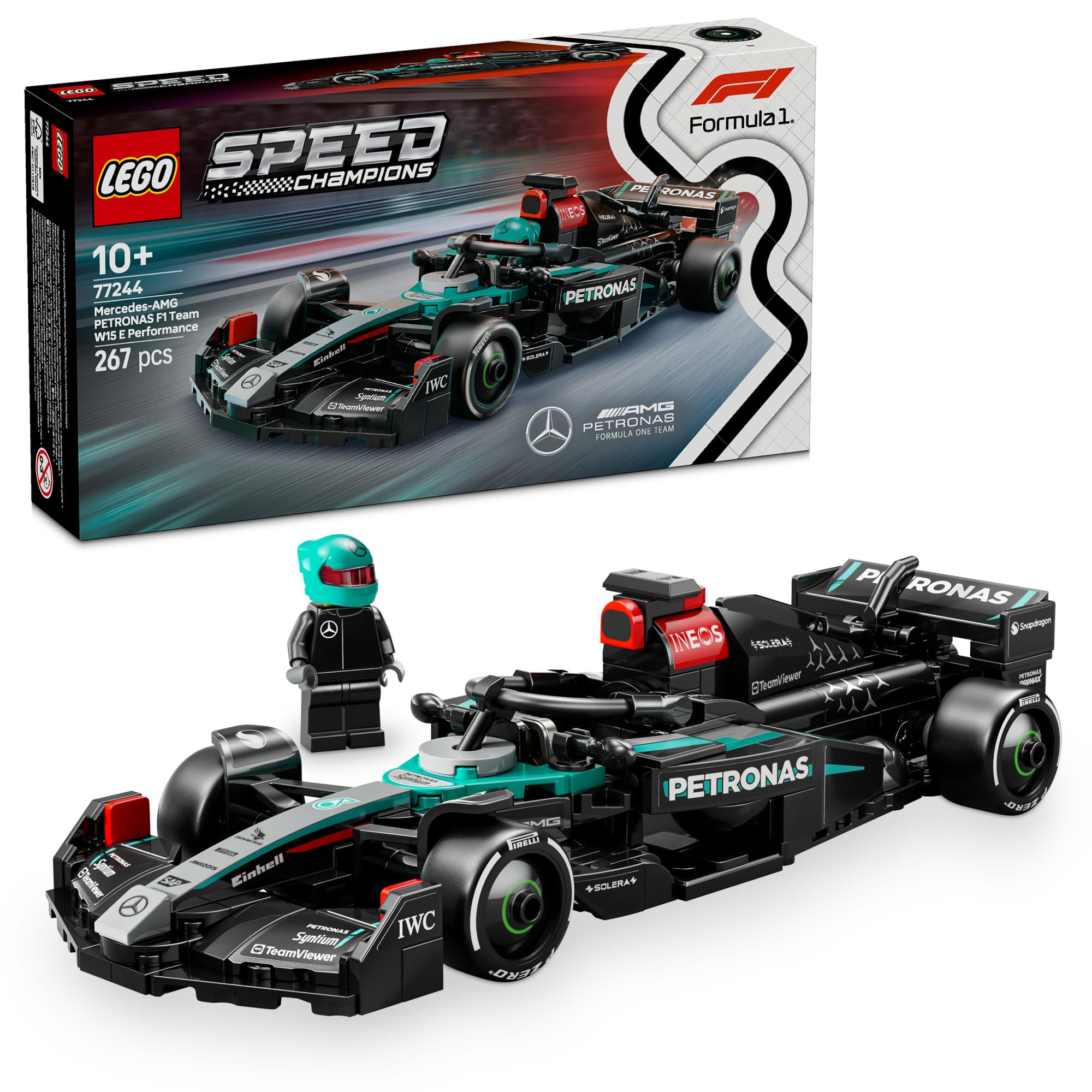 LEGO Speed Champions Mercedes-AMG F1 W15 Race Car Toy - Building Set with Driver Minifigure for Ages 10+
